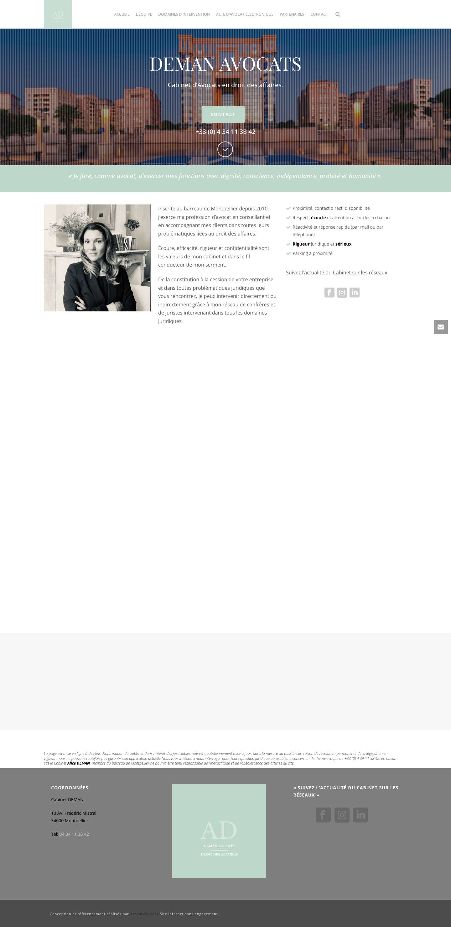Avocat droit des sociétés Montpellier | Deman avocat - Full Screenshot