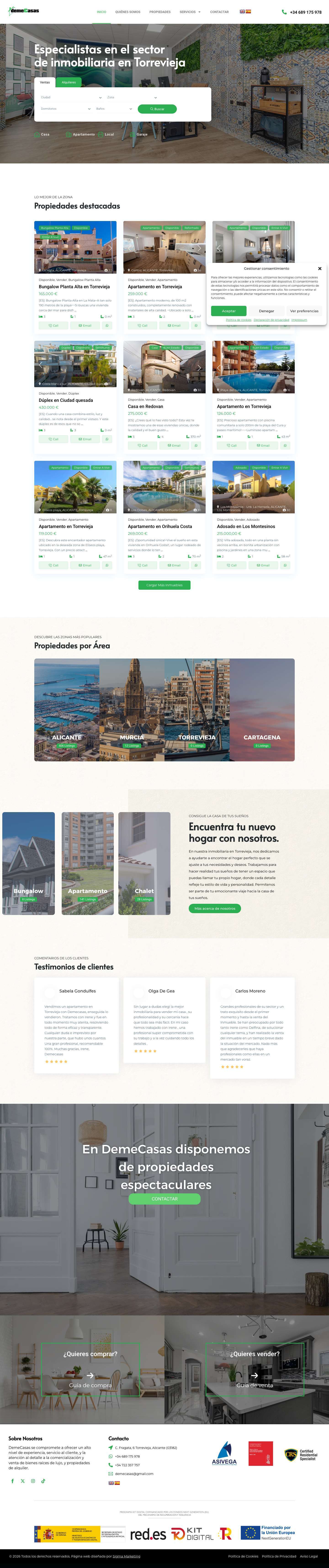 Inmobiliaria en Torrevieja | Demecasas - Full Screenshot