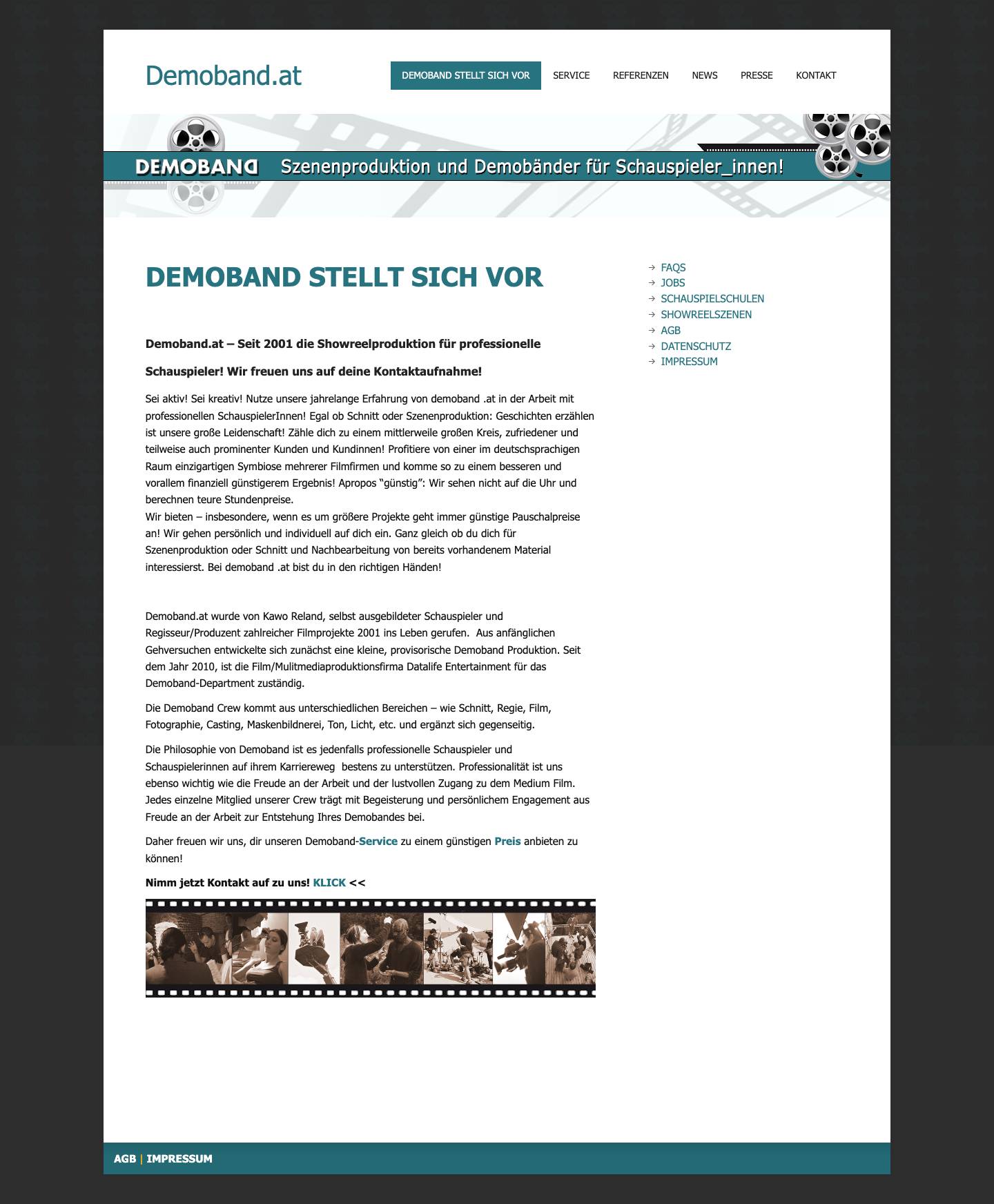 Demoband.at | Schnitt, Szenendreh, Demobänder und Showreels für Schauspieler - Full Screenshot