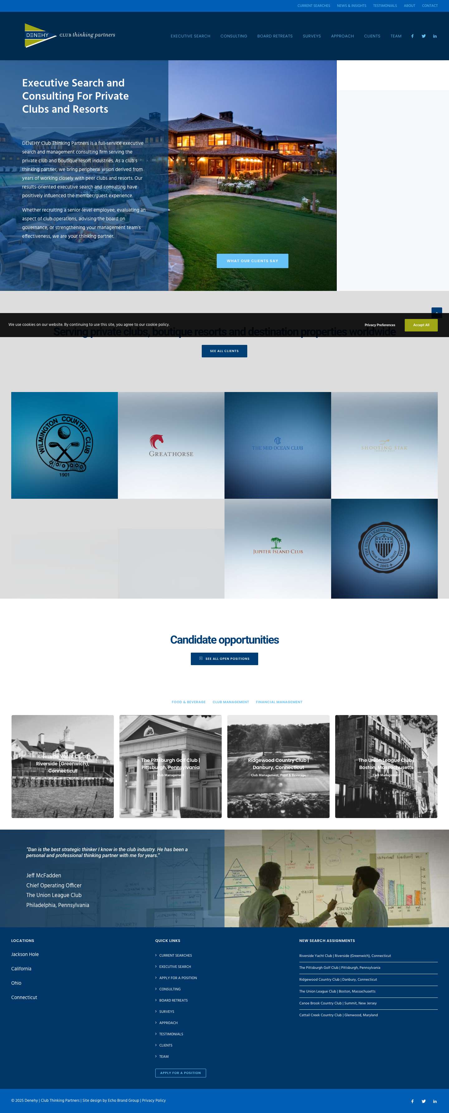 Denehy | Club Thinking Partners – Search and Consulting for Clubs and Resorts - Full Screenshot