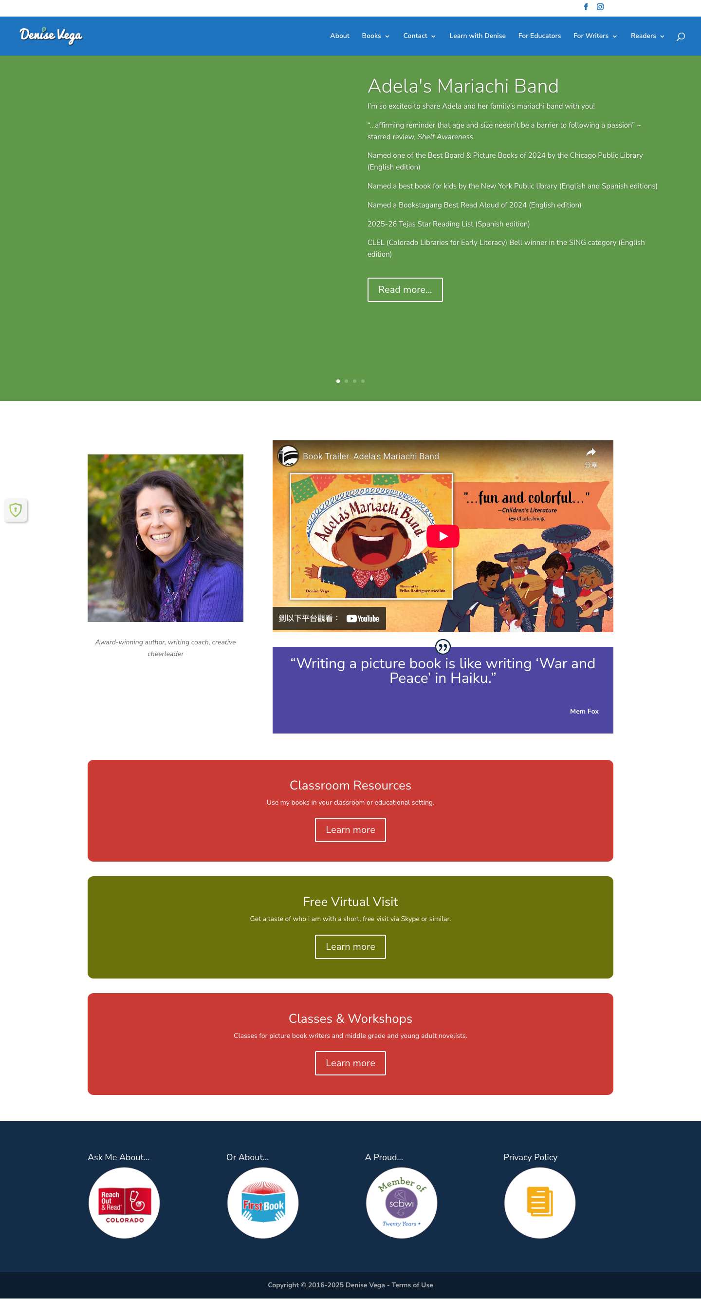 Denise Vega | Author, writing coach, creative cheerleader - Full Screenshot