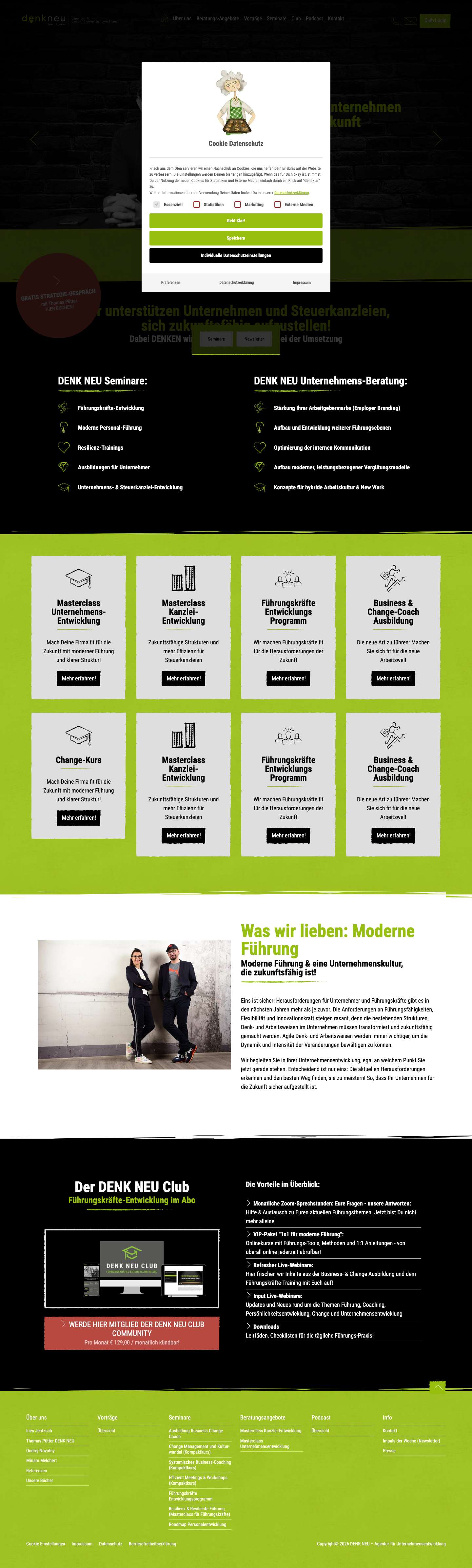 DENK NEU - Agentur für Unternehmensentwicklung / Vorträge - Full Screenshot