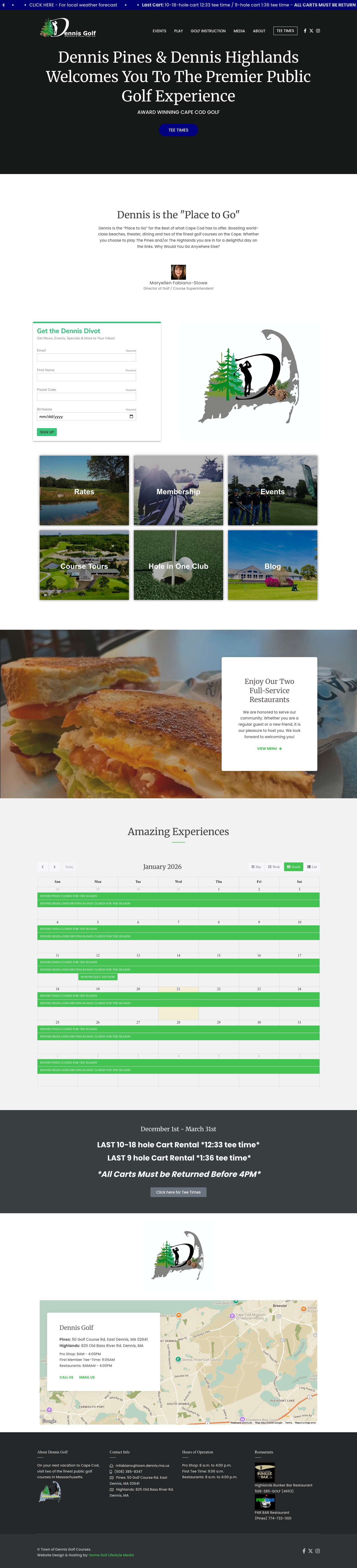 Dennis Golf | Cape Cod Public Golf at Pines & Highlands - Full Screenshot