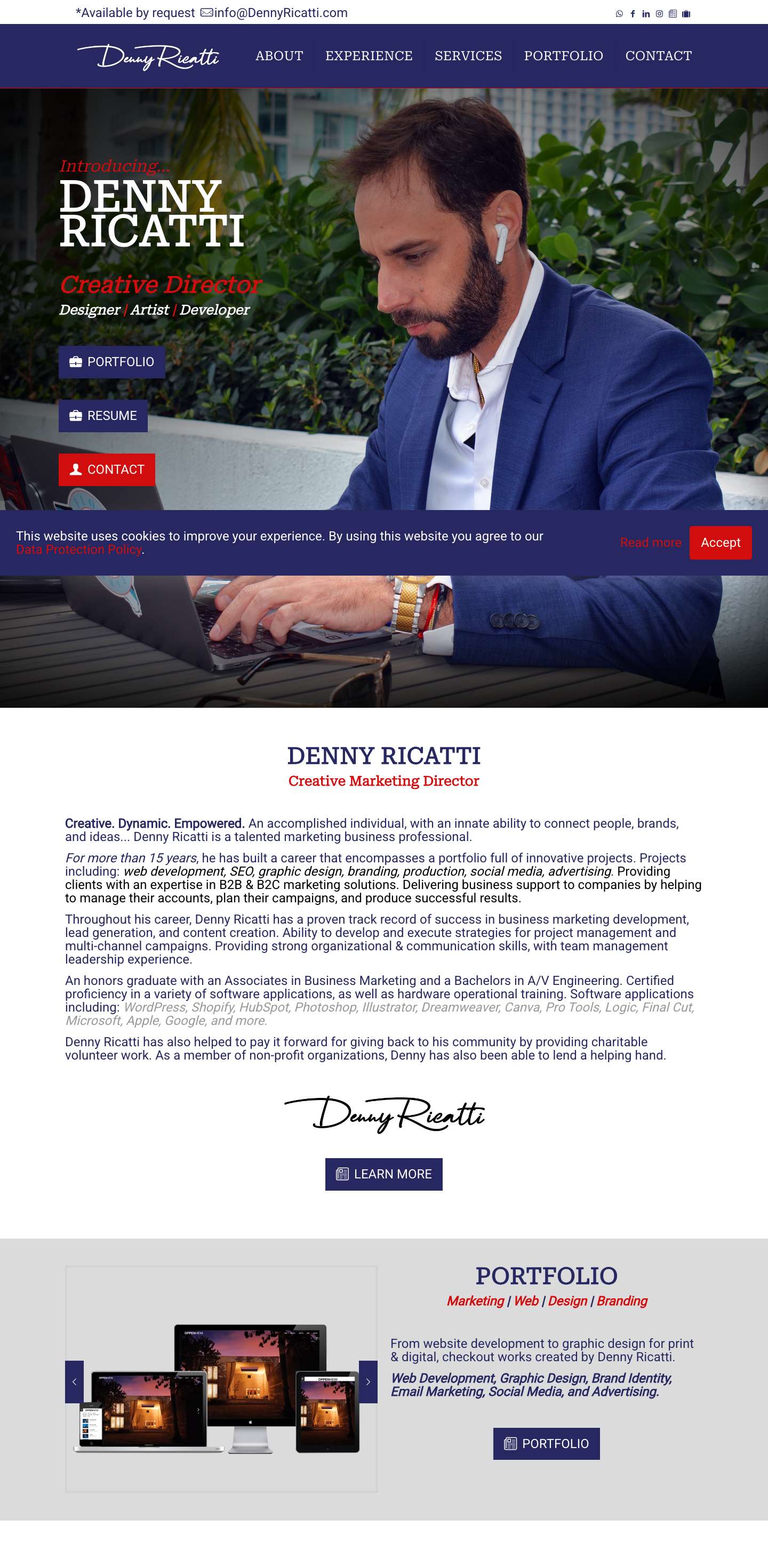 DENNY RICATTI - Creative Marketing Director | Web Developer & Graphic Designer - Full Screenshot