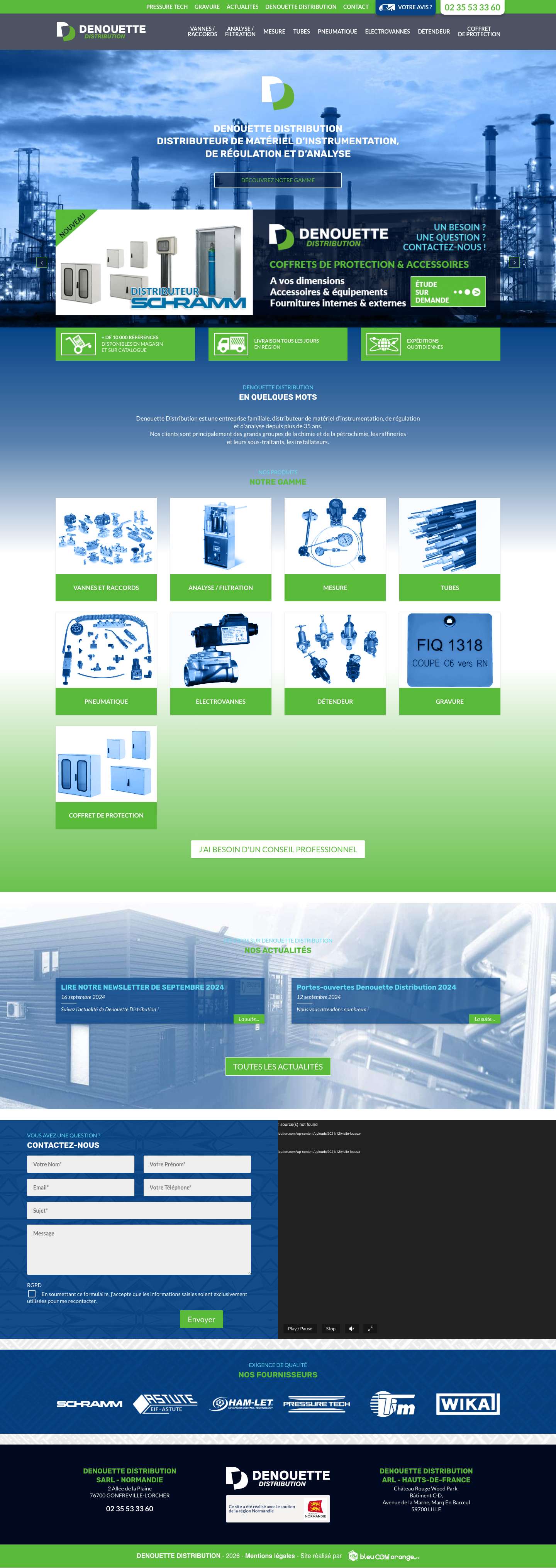 Découvrez Denouette Distribution - Matériel d'Instrumentation - Full Screenshot