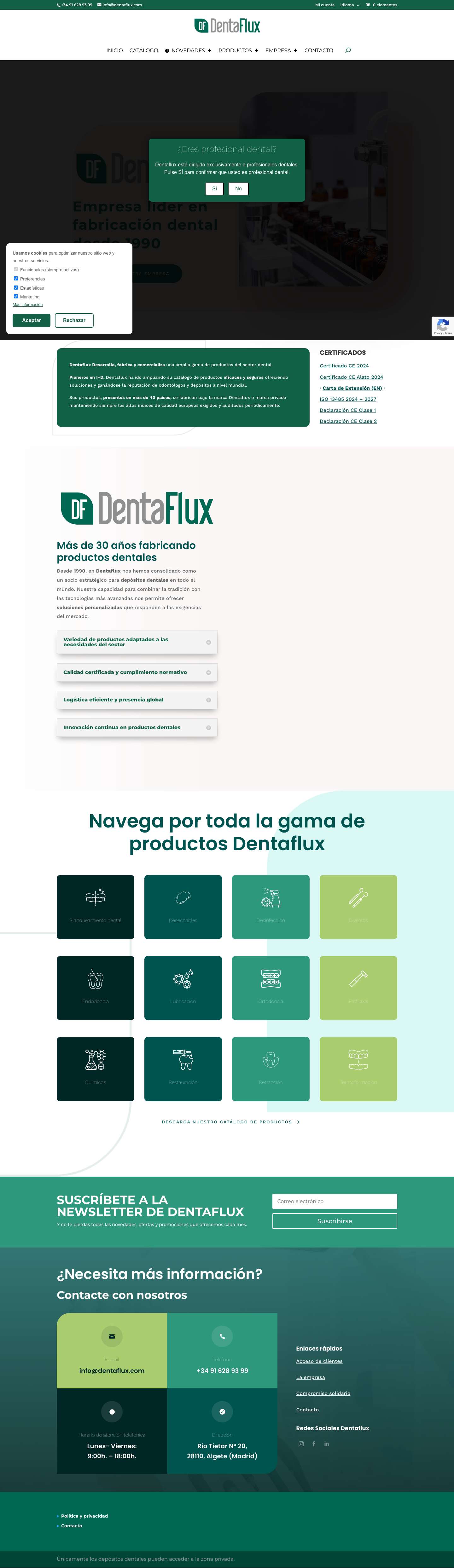Dentaflux | Fabricante y Distribuidor de Productos Dentales para Depósitos - Full Screenshot