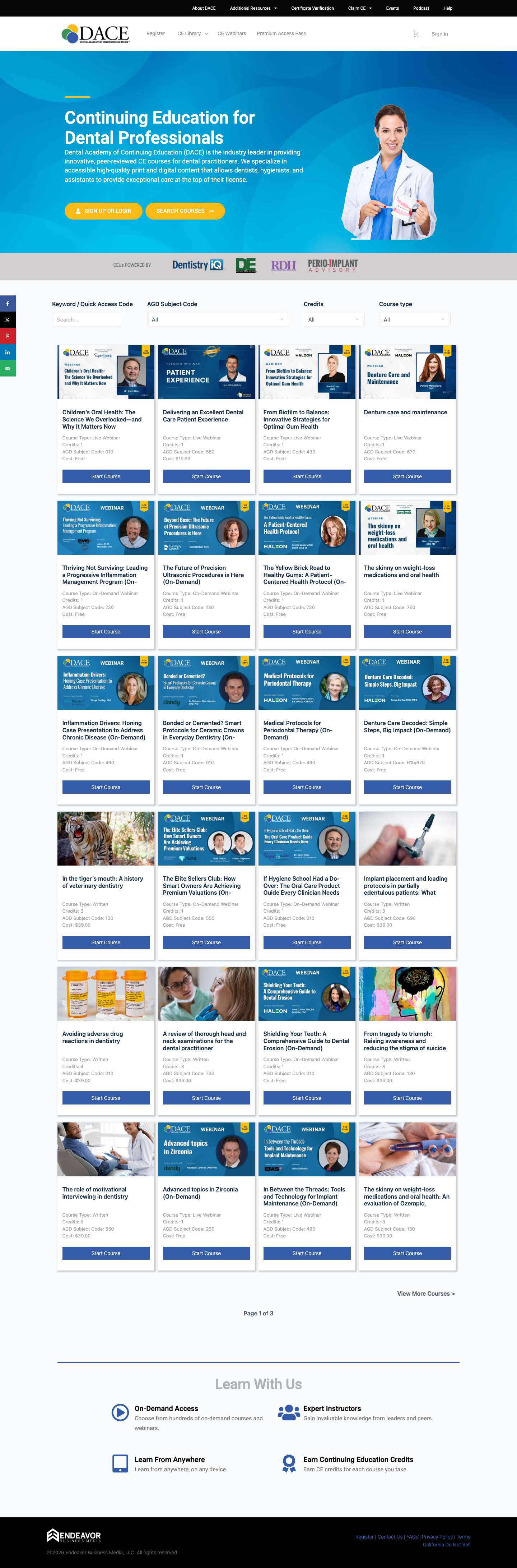 Dental Academy of Continuing Education - Full Screenshot