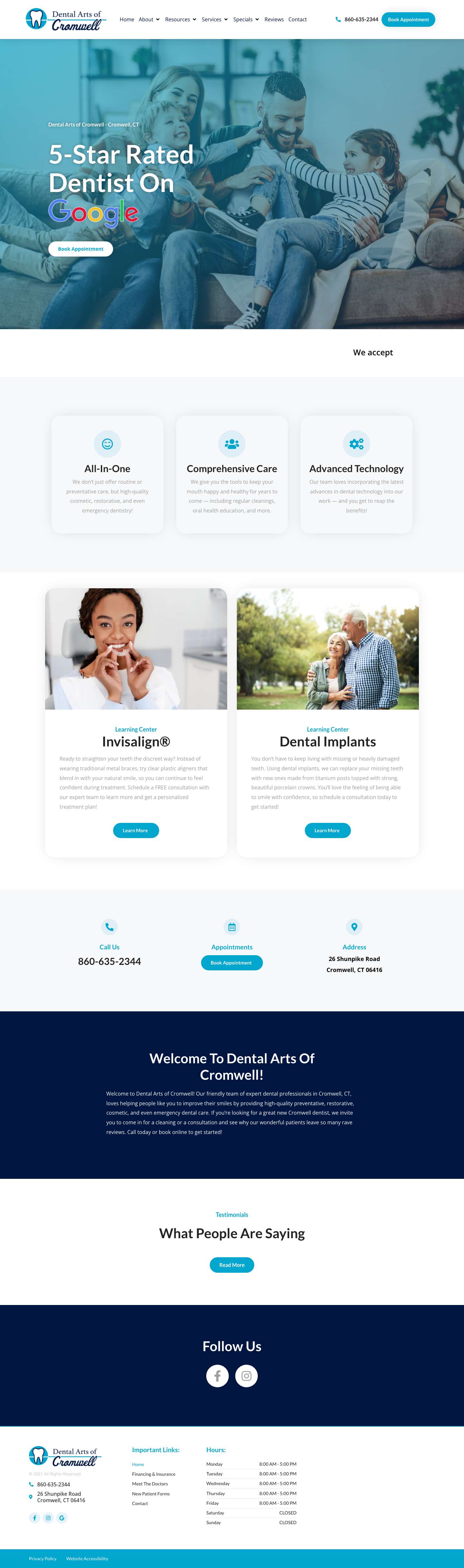 Cromwell Dentist — Dental Arts of Cromwell — Cromwell, CT - Full Screenshot