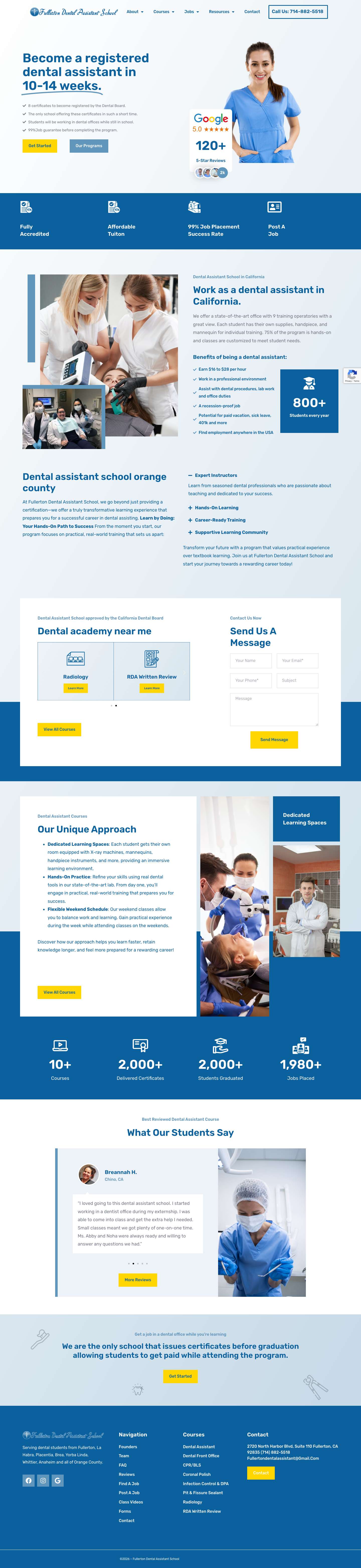 Become a Registered Dental Assistant | Dental Assistant Program in Orange County - Full Screenshot