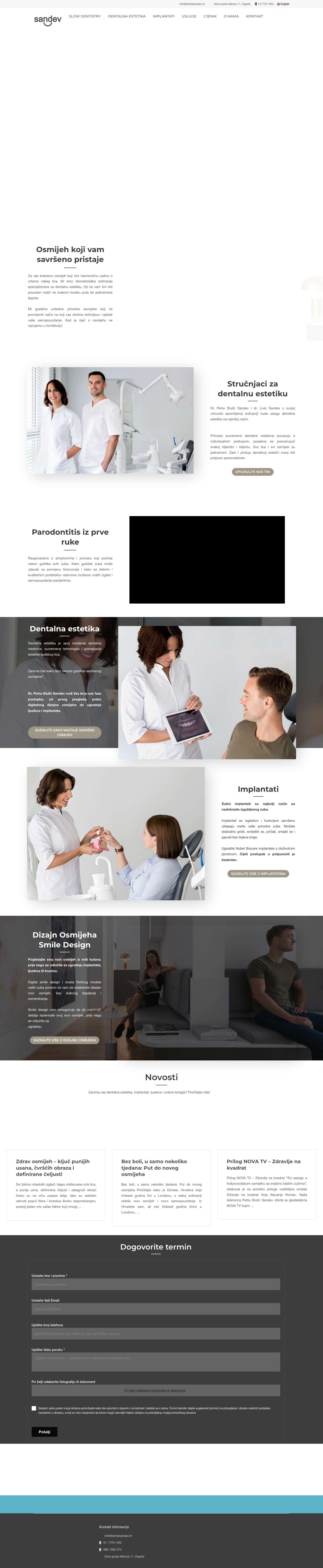 Sandev - Ordinacija Dentalne Medicine - Stomatoška Ordinacija Zagreb - Full Screenshot