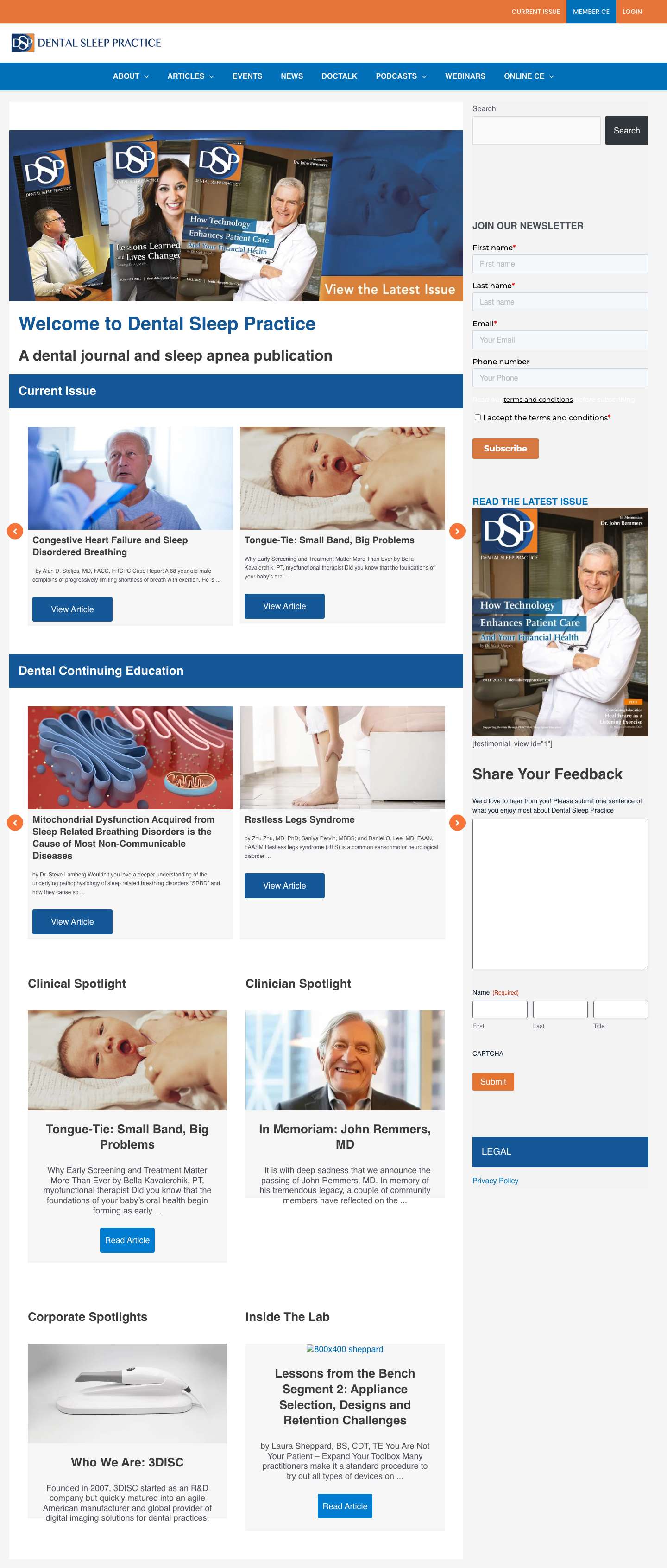 Dental Sleep Practice - Dental Journal and Online Dental CE - Full Screenshot