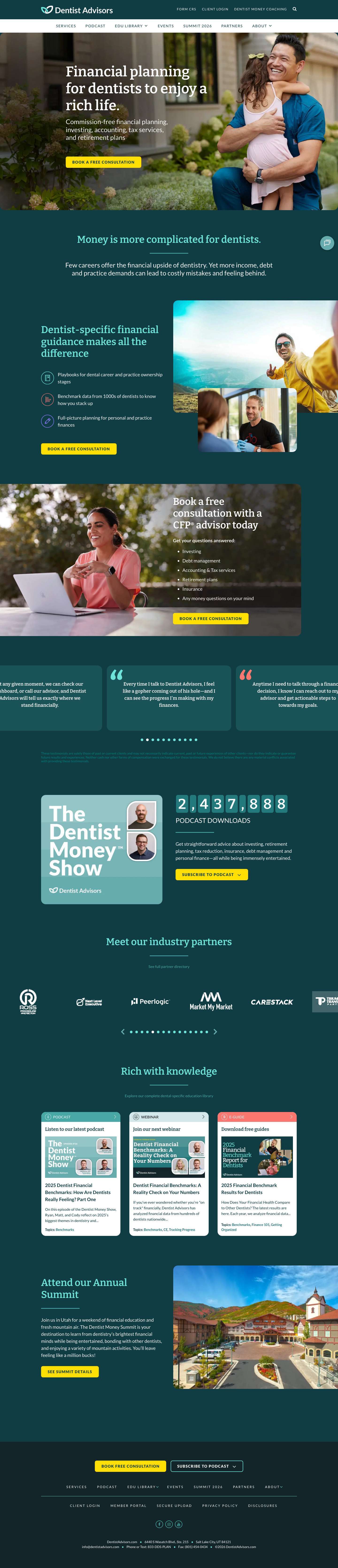 Financial Planning and Accounting for Dentists | Dentist Advisors - Full Screenshot