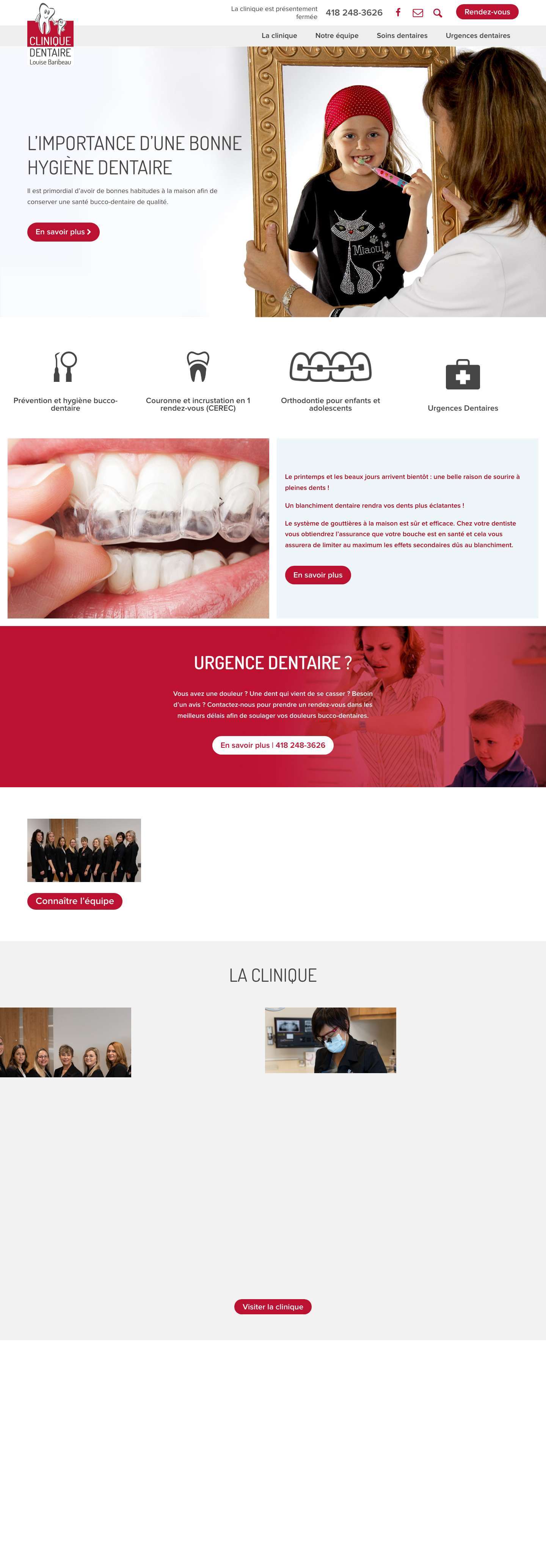 Dentiste Montmagny - Clinique dentaire Louise Baribeau - Full Screenshot