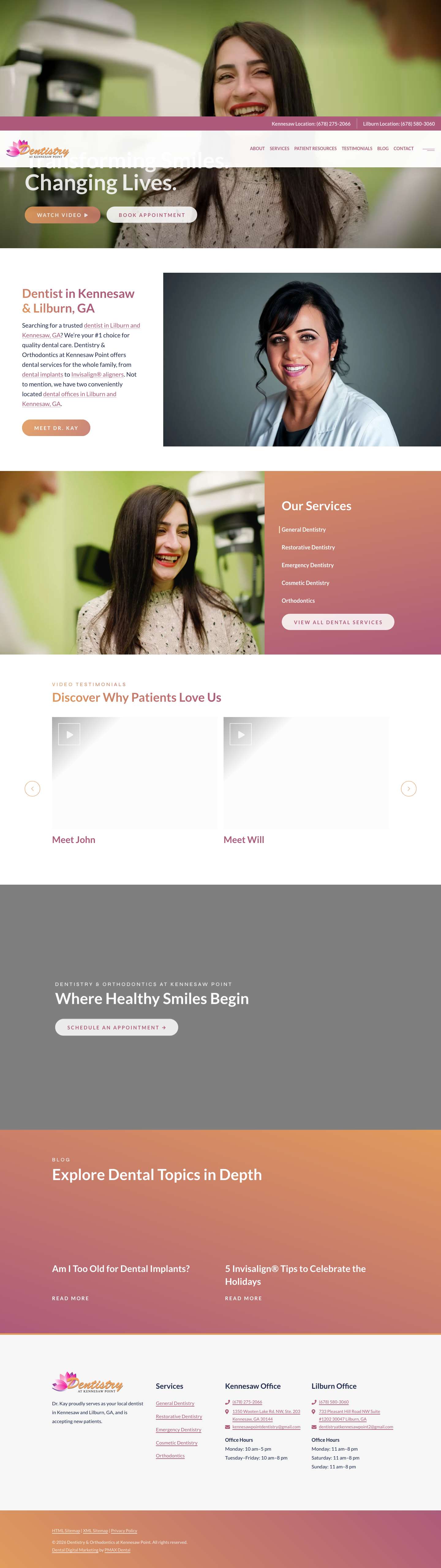 Kennesaw & Lilburn GA Dentist | Dentistry & Orthodontics at Kennesaw Point - Full Screenshot