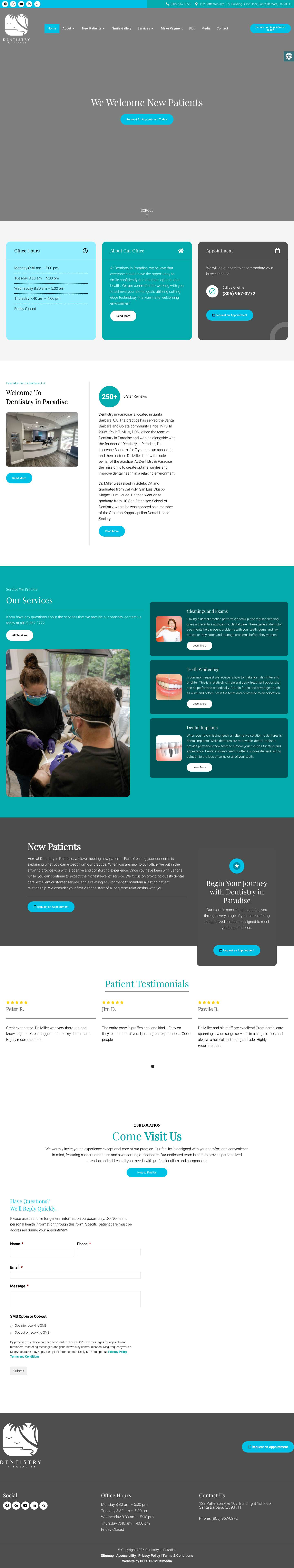 Dentist in Santa Barbara, CA | Dentistry in ParadiseAccessibility ToolsIncrease TextDecrease Text - Full Screenshot
