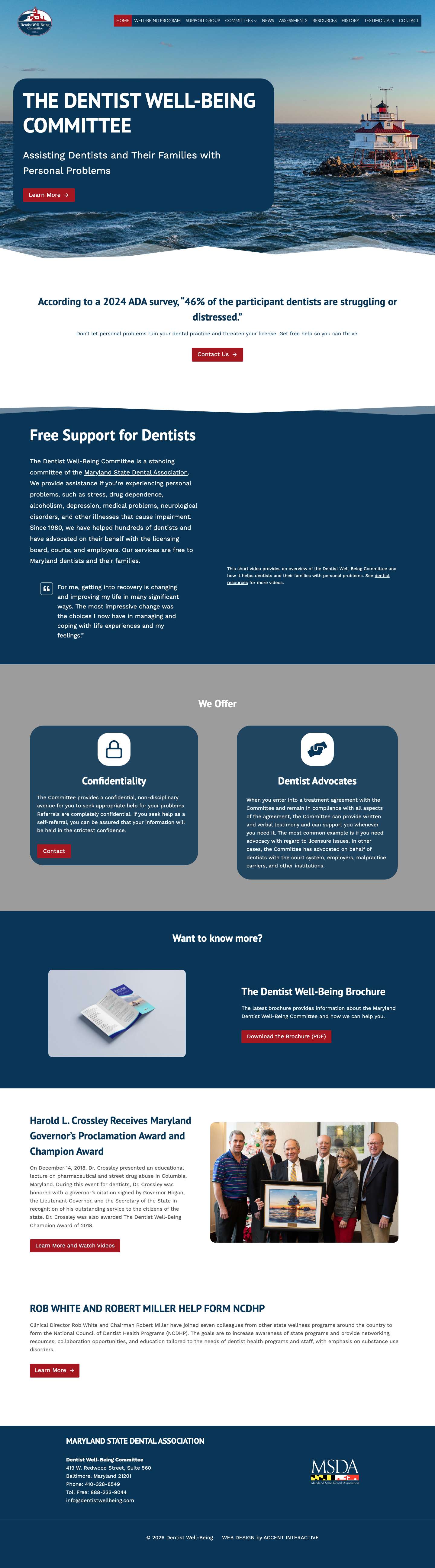 Dentist Well-Being – Assisting Dentists and their Families with Personal Problems - Full Screenshot