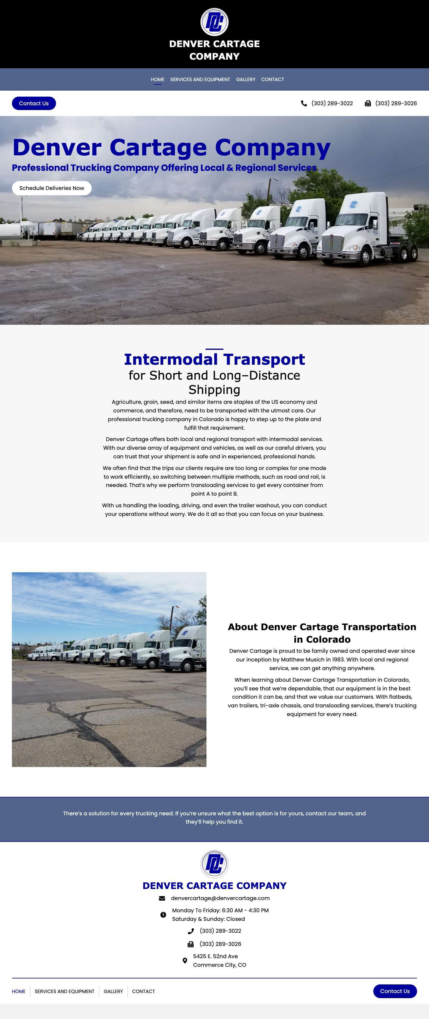 Trucking Services | Denver Cartage Company - Full Screenshot