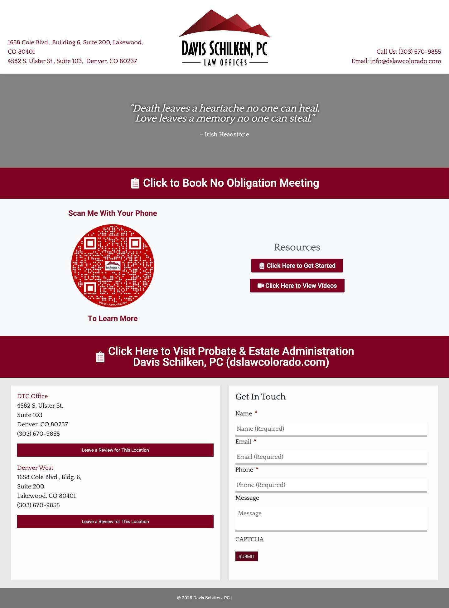 Home Page - Davis Schilken, PC - Full Screenshot