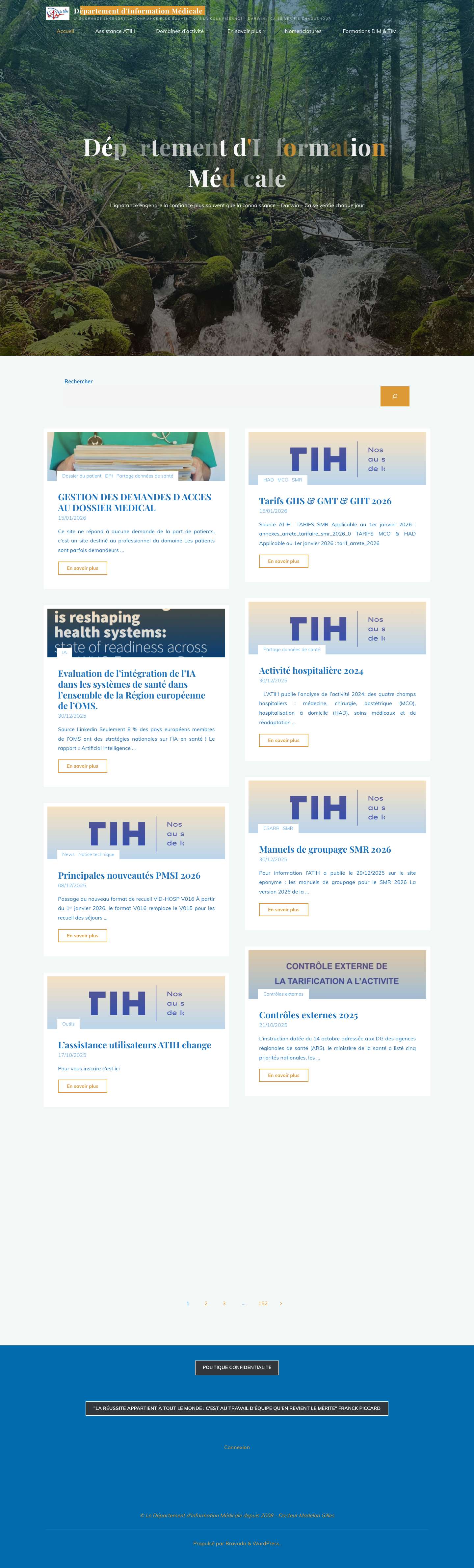 Département d'Information Médicale – L’ignorance engendre la confiance plus souvent que la connaissance – Darwin – Ca se vérifie chaque jour ! - Full Screenshot