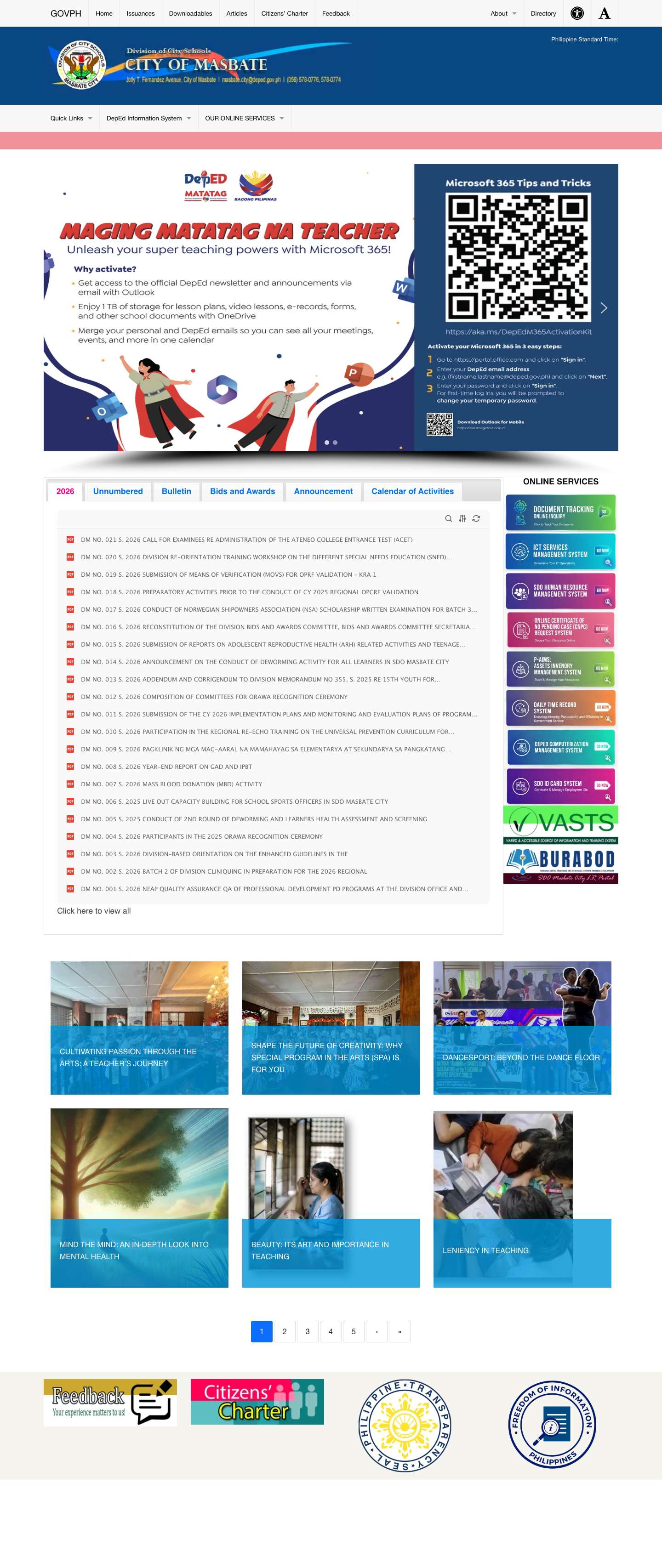 DepEd Masbate City | The site of Masbate City Division - Full Screenshot