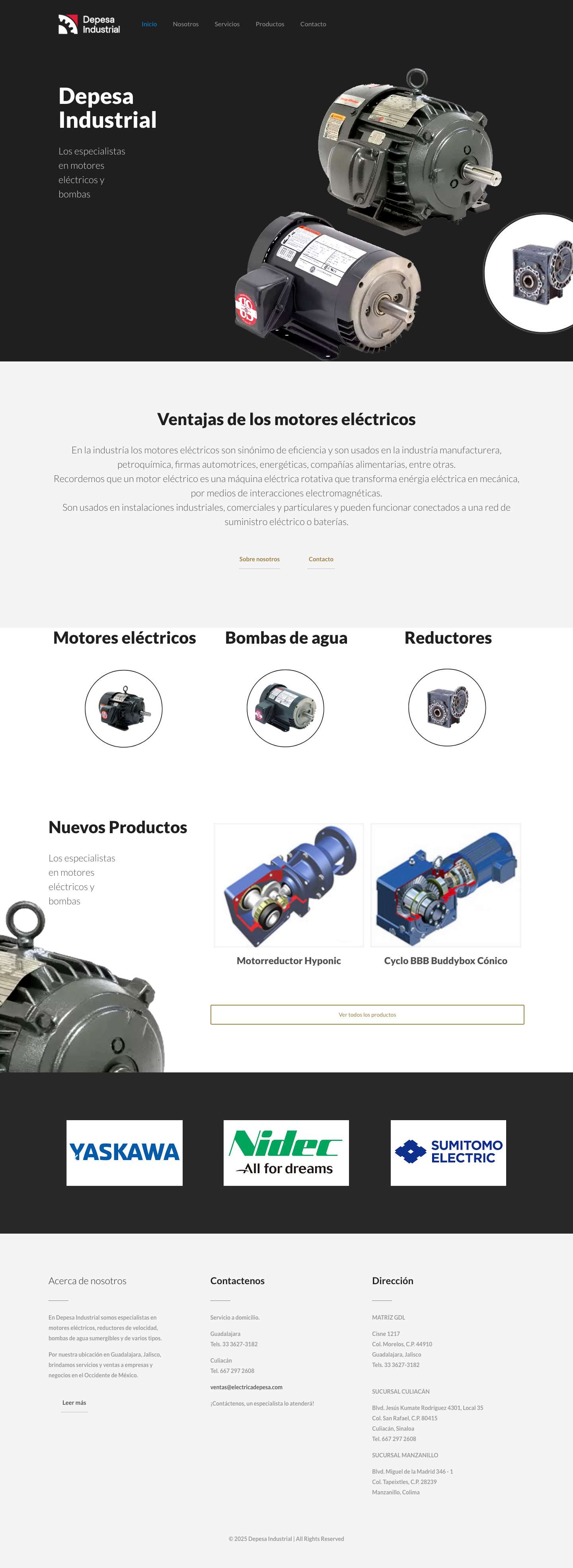 Motores Eléctricos, Bombas y Reductores. Eléctrica DEPESA. Somos Especialistas. - Full Screenshot