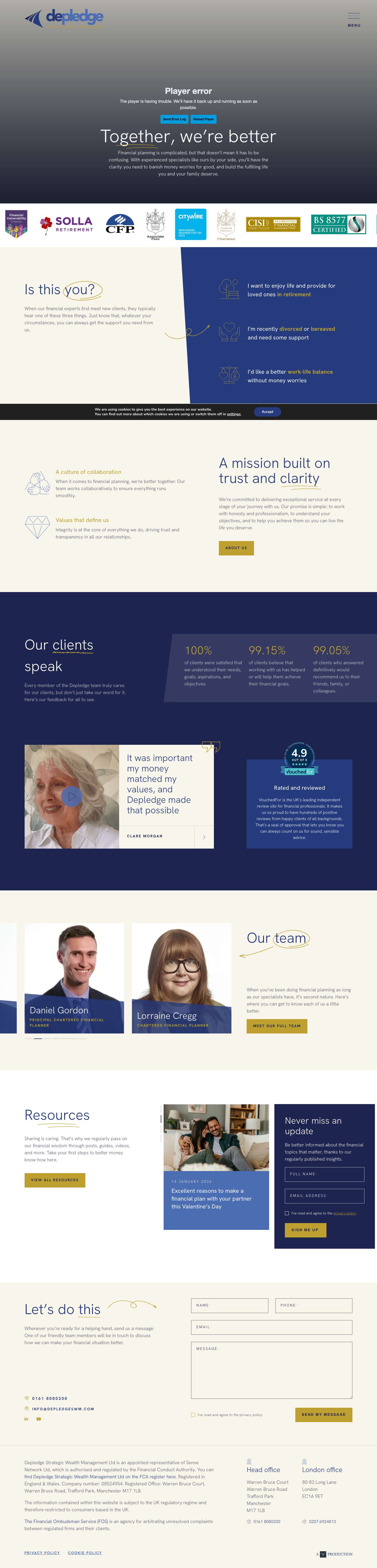 Wealth Management Advice for Professionals | Depledge Strategic Wealth Management - Full Screenshot