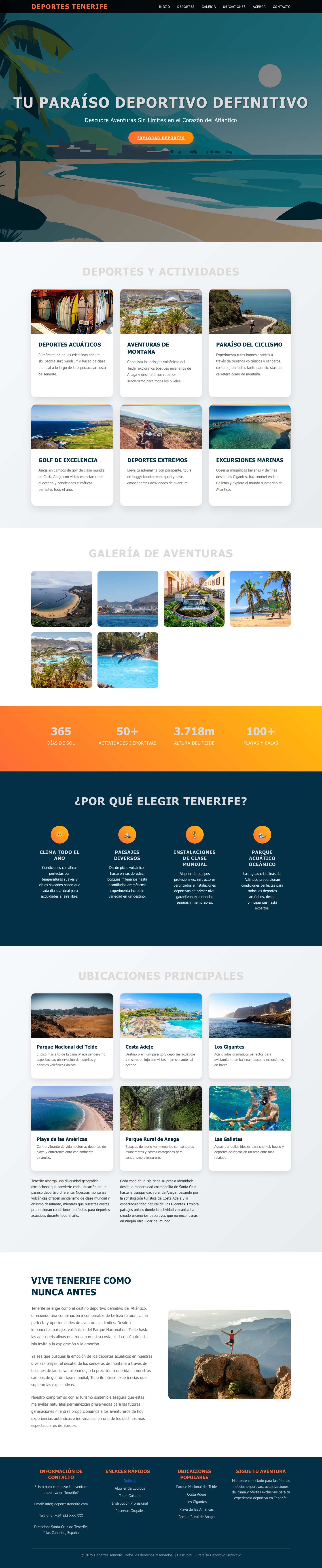 Deportes Tenerife - Aventuras Deportivas en las Islas Canarias | Paraíso Atlántico - Full Screenshot