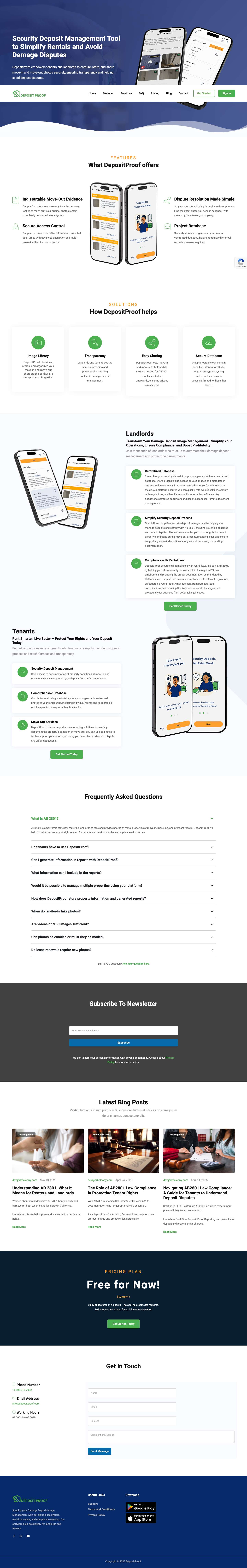 Security Deposit Management for Landlords and Tenants | DepositProof - Security Deposit Management for Landlords and Tenants | DepositProof - Full Screenshot