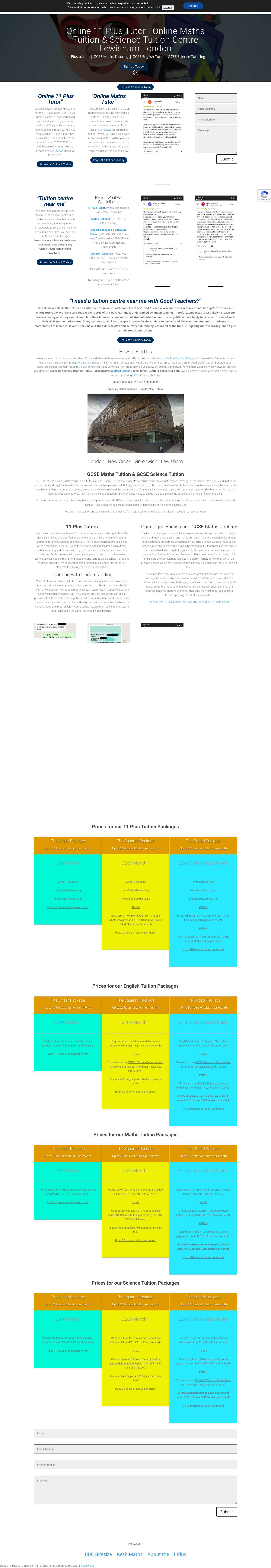 11 Plus & Maths Tuition Centre Lewisham London | (Deptford Tutors) - Full Screenshot