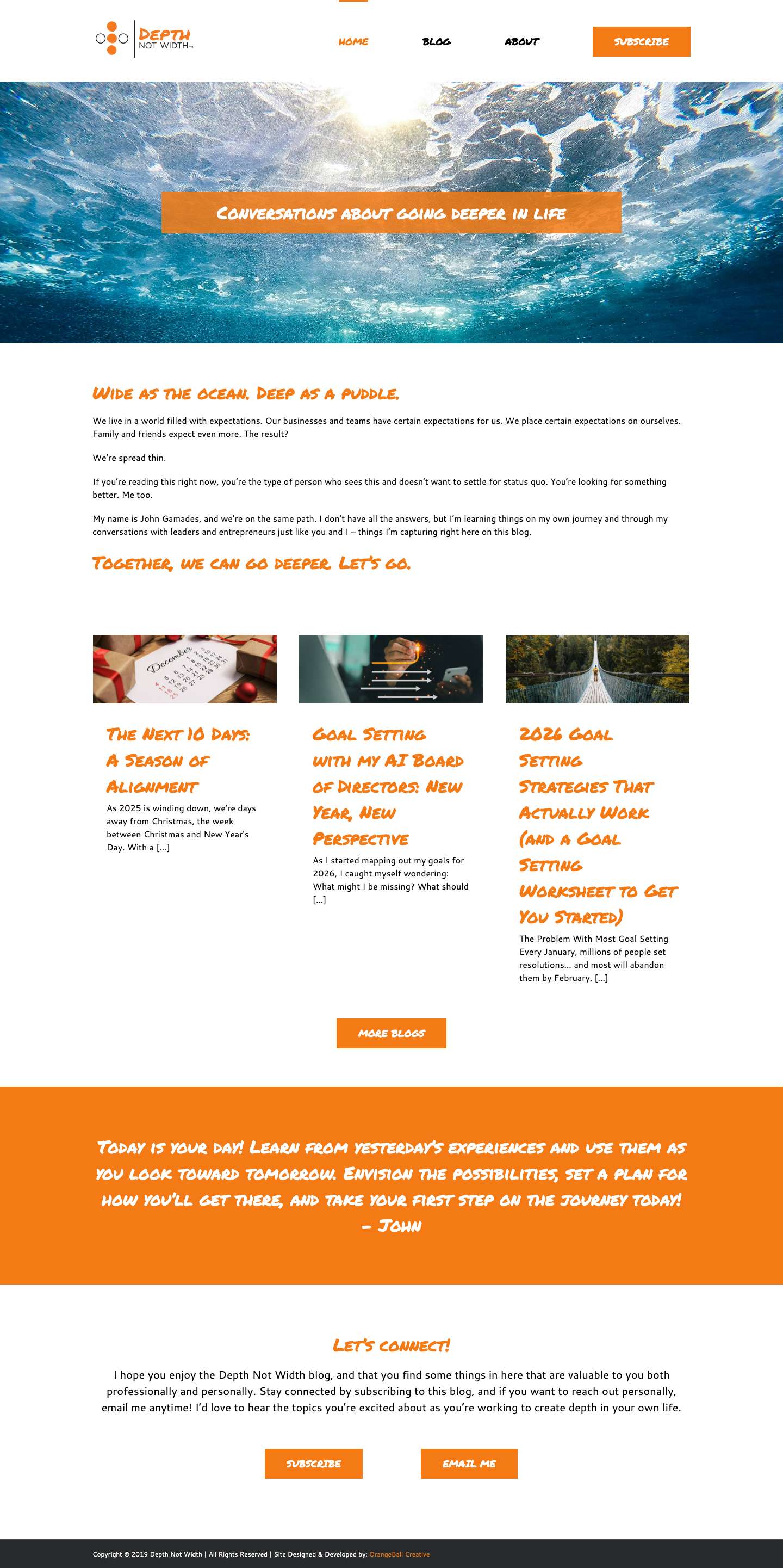 Depth Not Width Blog by John Gamades - Depth Not Width Brand Blog - Full Screenshot