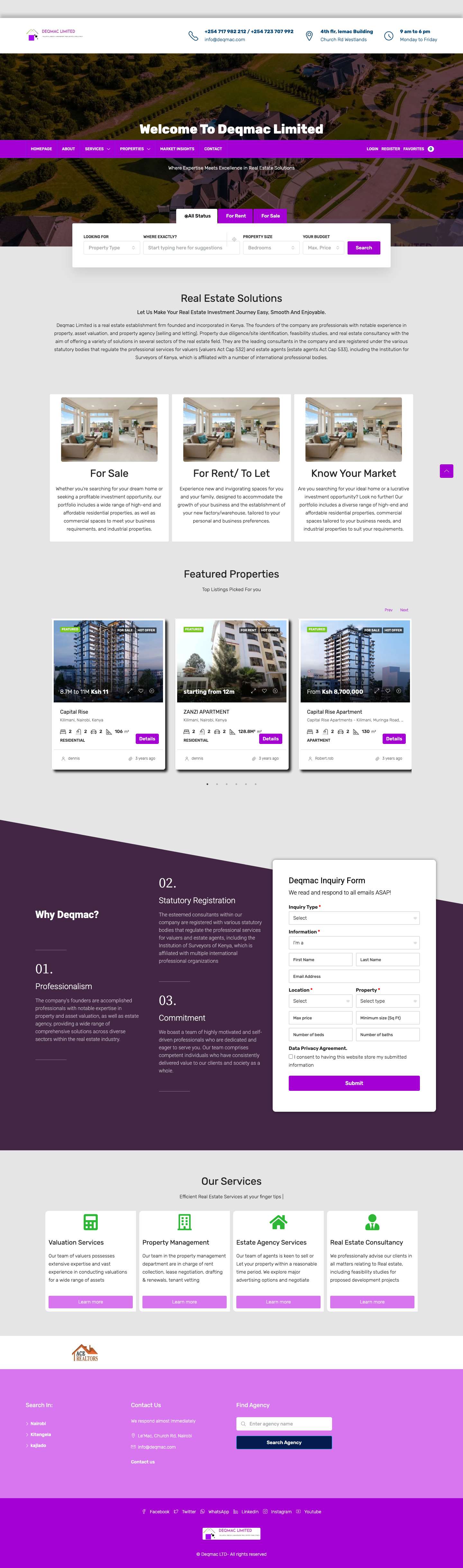 Deqmac Limited - Find Properties In Kenya The Smart and Easy Way - Full Screenshot