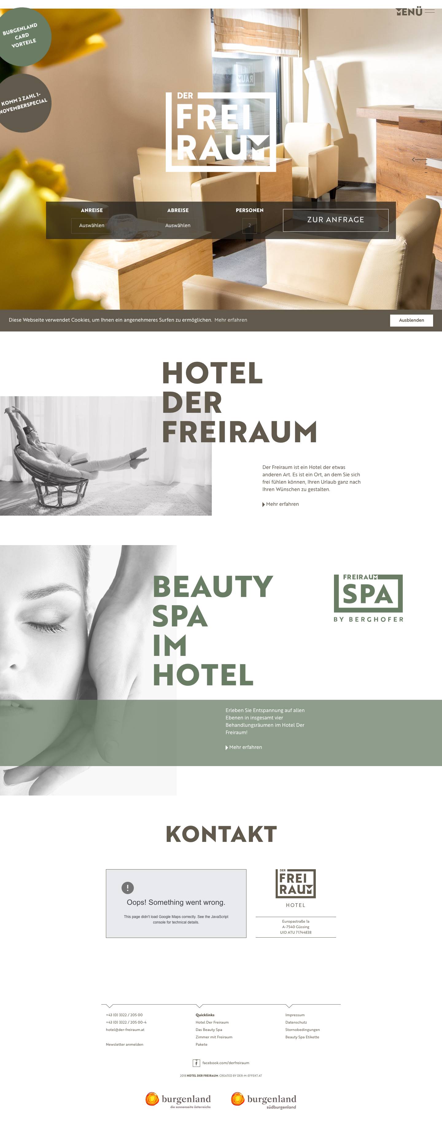 Der Freiraum | Hotel Der Freiraum GüssingMenü - Full Screenshot