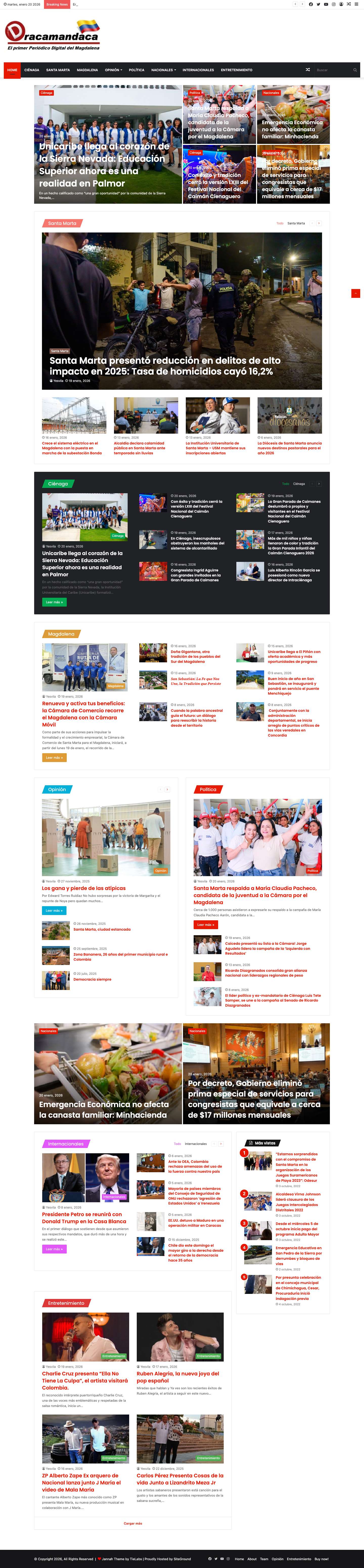 Deracamandaca – El primer Periódico Digital del Magdalena - Full Screenshot