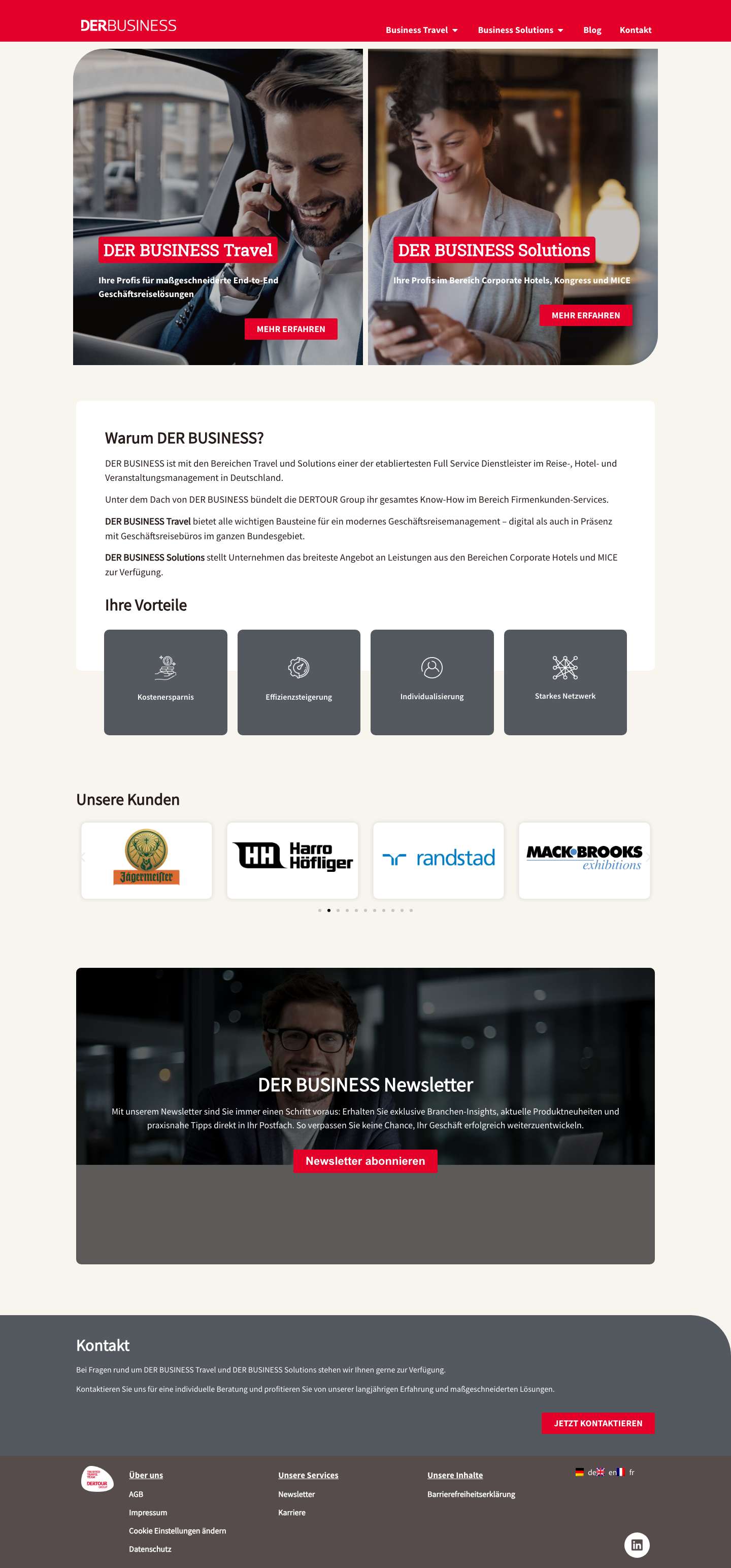 DER BUSINESS - Business Travel & Business Solutions DSGVO-Erklärung - Full Screenshot