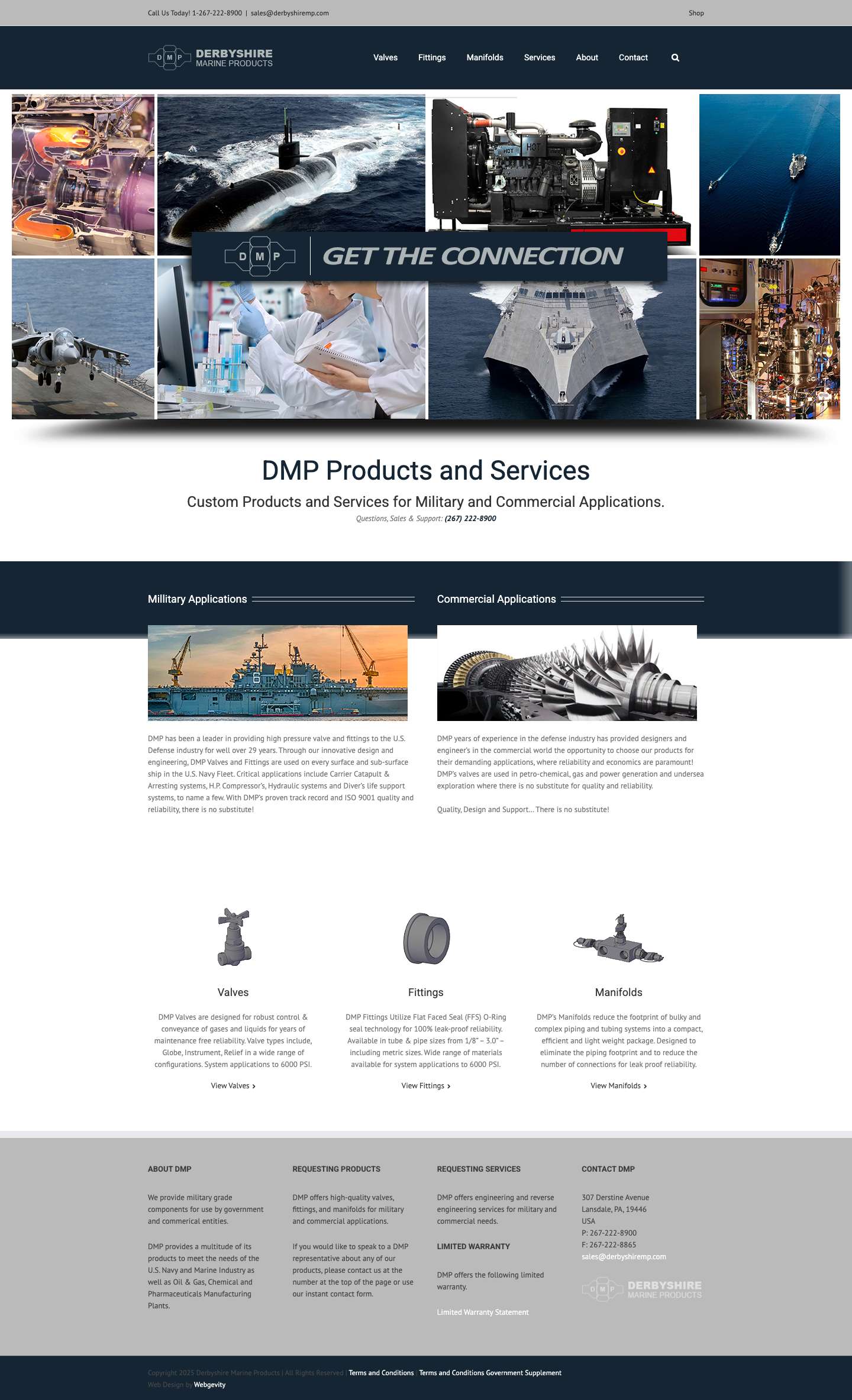 Valves, Fittings, Manifolds - Derbyshire Marine Products - Full Screenshot