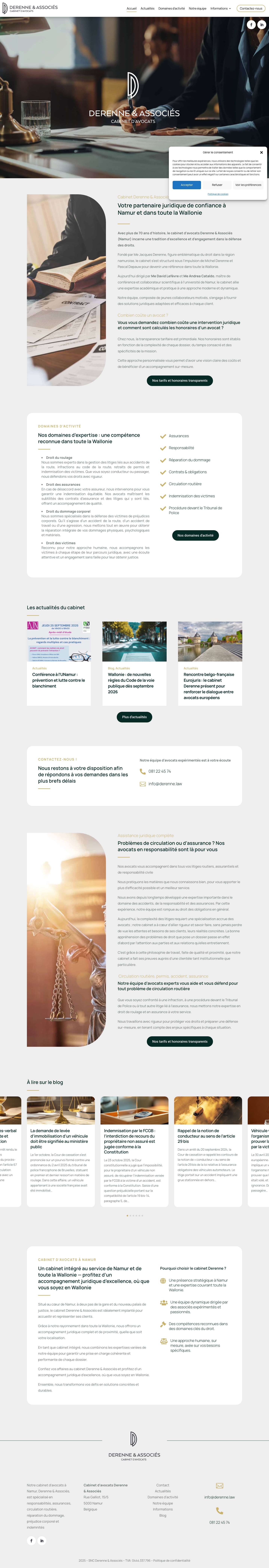 Derenne & Associés - Cabinet d'avocats à Namur - Full Screenshot