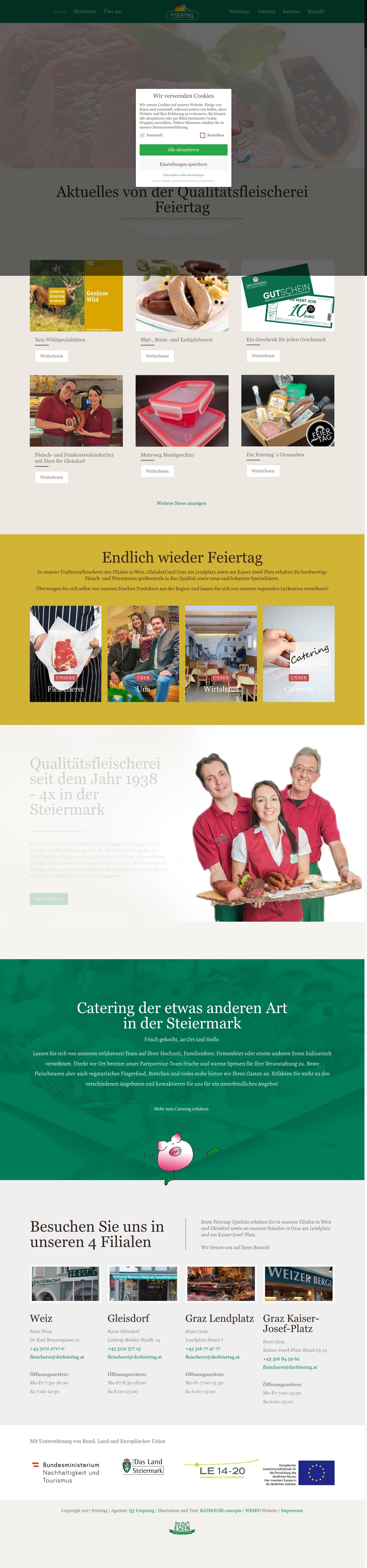 Der Feiertag | Fleischerei in Graz, Weiz, Gleisdorf & Catering - Full Screenshot