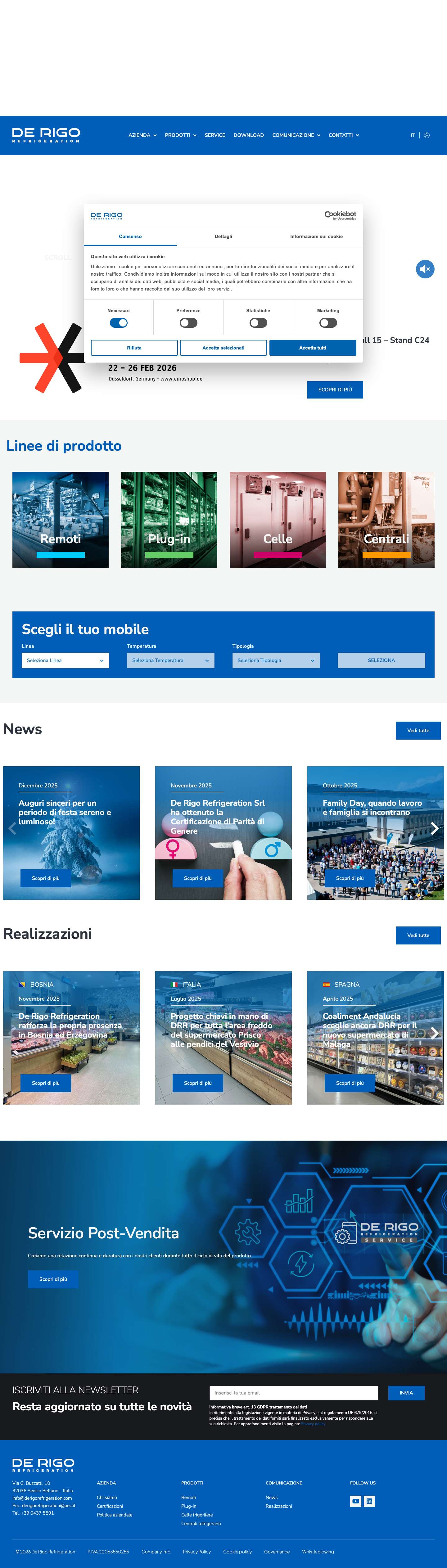 Home - De Rigo Refrigeration - Full Screenshot