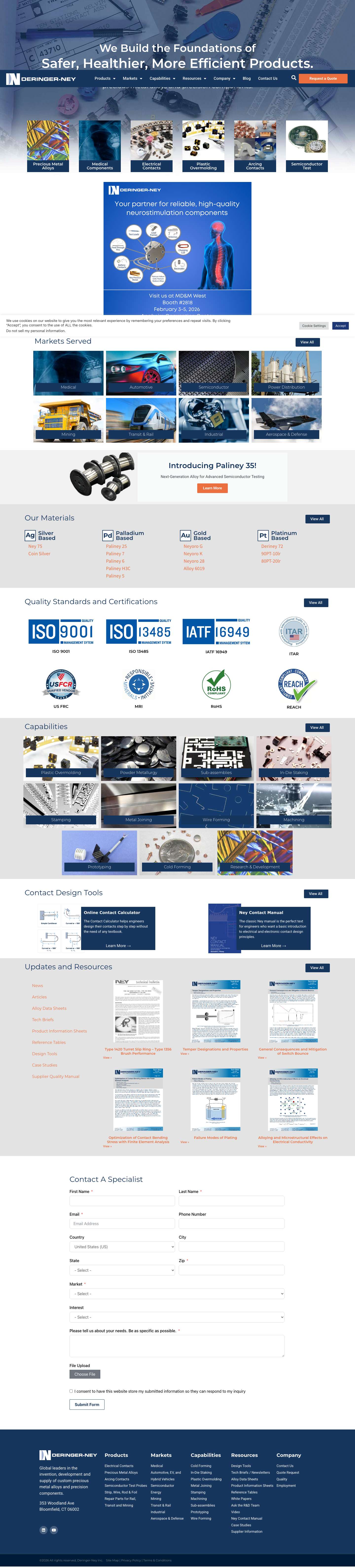 Home - Deringer NeySilver-Based-Materials-SBPalladium-Based-Materials-IconGold-Based-Materials-IconPlatinum-Based-Materials-Ico - Full Screenshot