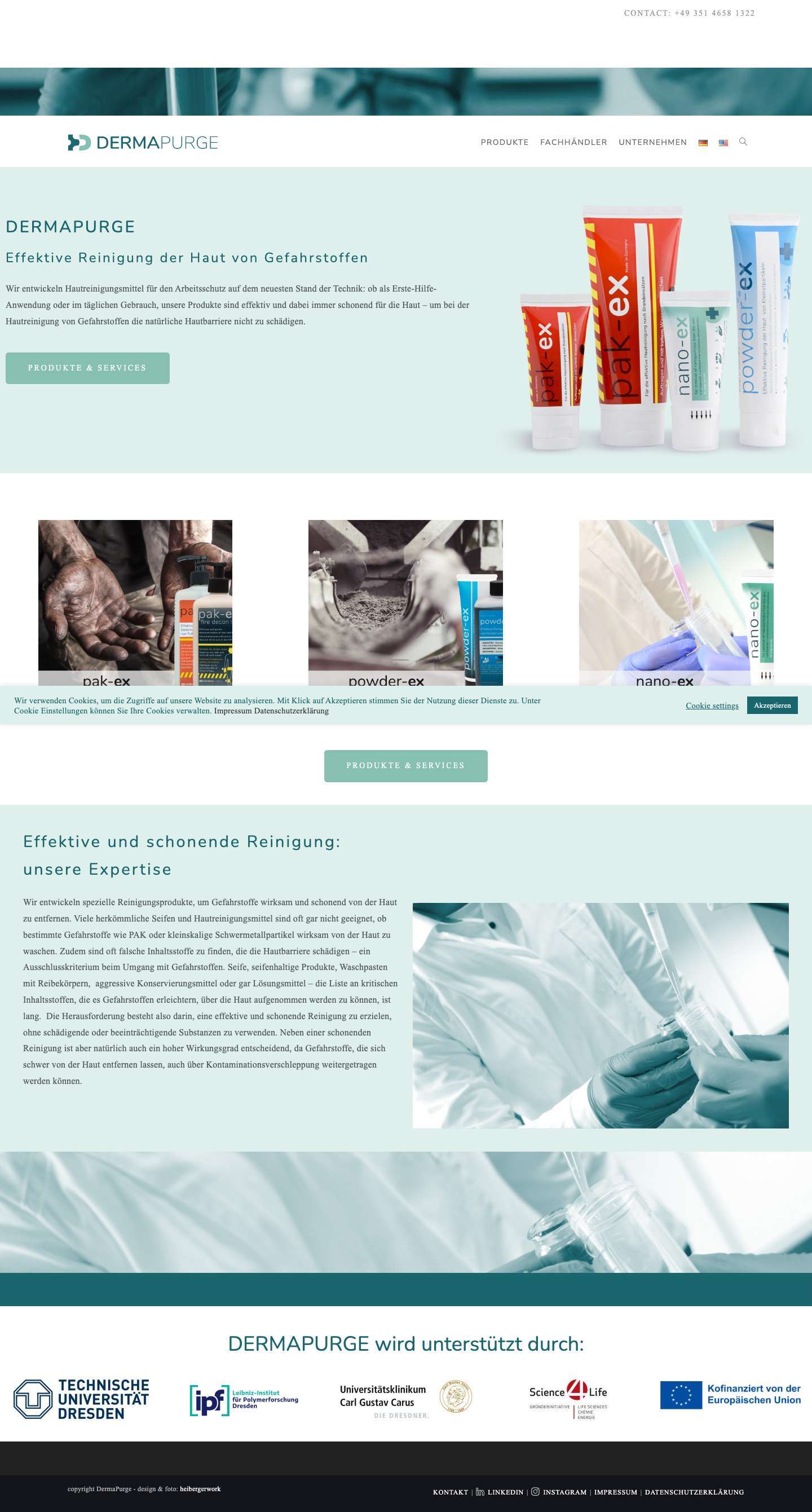 DERMAPURGE – Effective removal of hazardous substances from the skin. - Full Screenshot