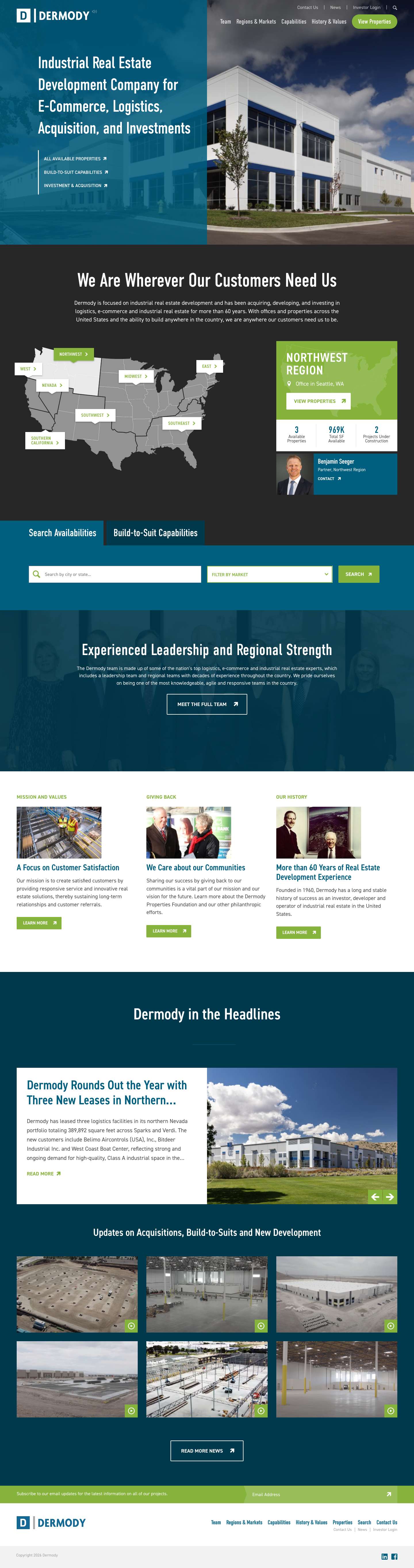 Industrial Real Estate Development Company | Dermody - Full Screenshot