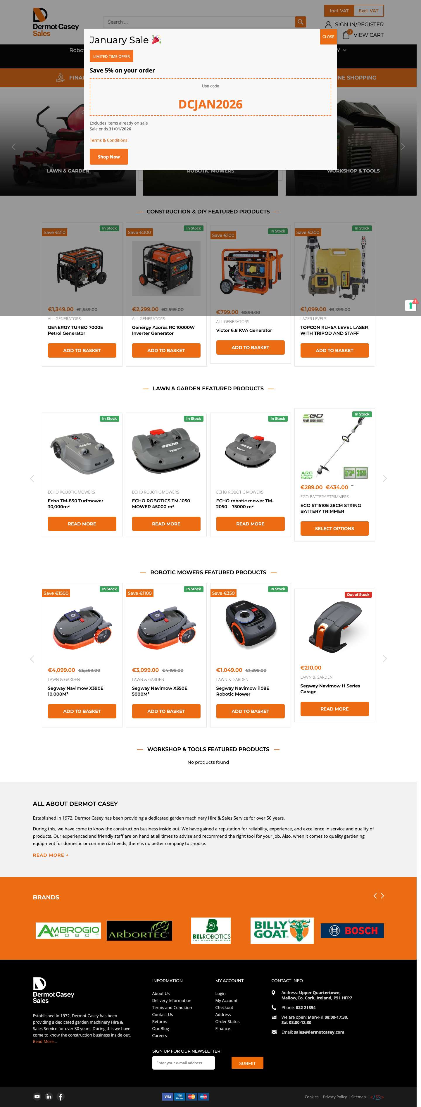 Garden and Plant Equipment, Grass Cutting Machinery & More from Dermot Casey - Full Screenshot