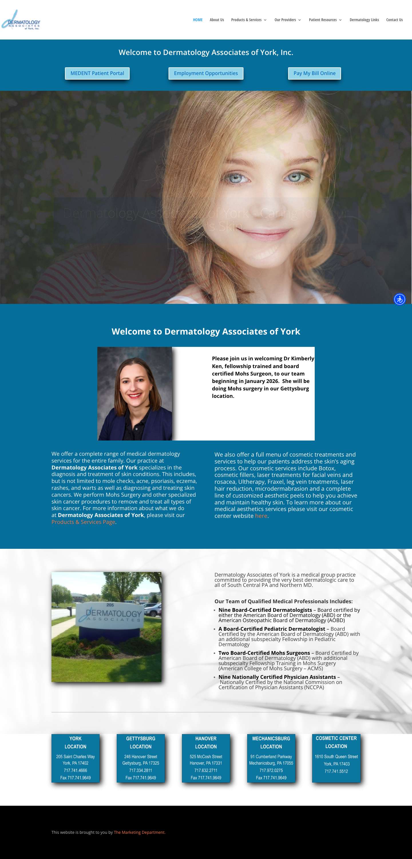 Dermatologists in York, PA | Dermatology Associates of York, Inc. - Full Screenshot