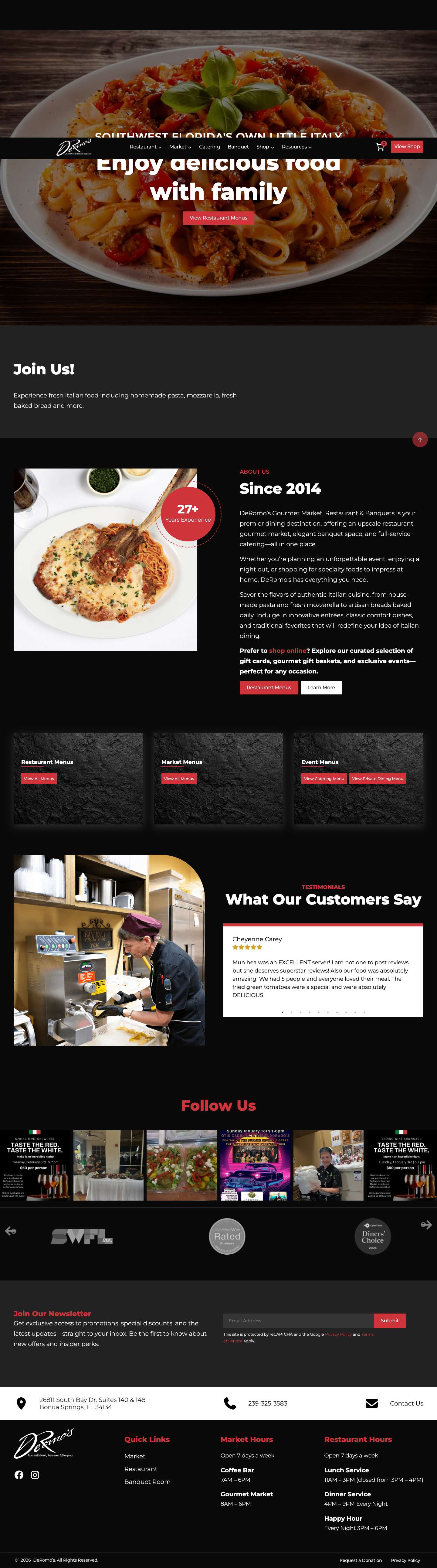 Home | DeRomo’s Gourmet Market & Restaurant - Bonita Springs, Florida - Full Screenshot