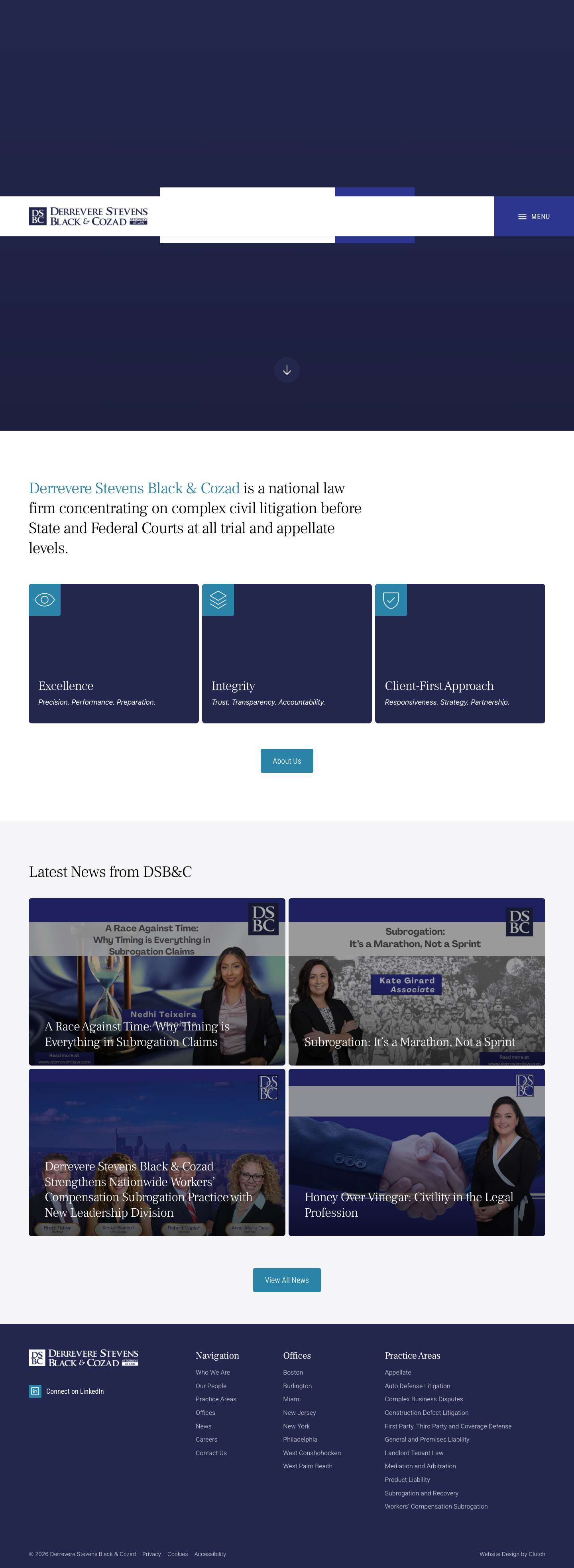 Derrevere Stevens Black & Cozad | Civil Litigation Attorneys - Full Screenshot