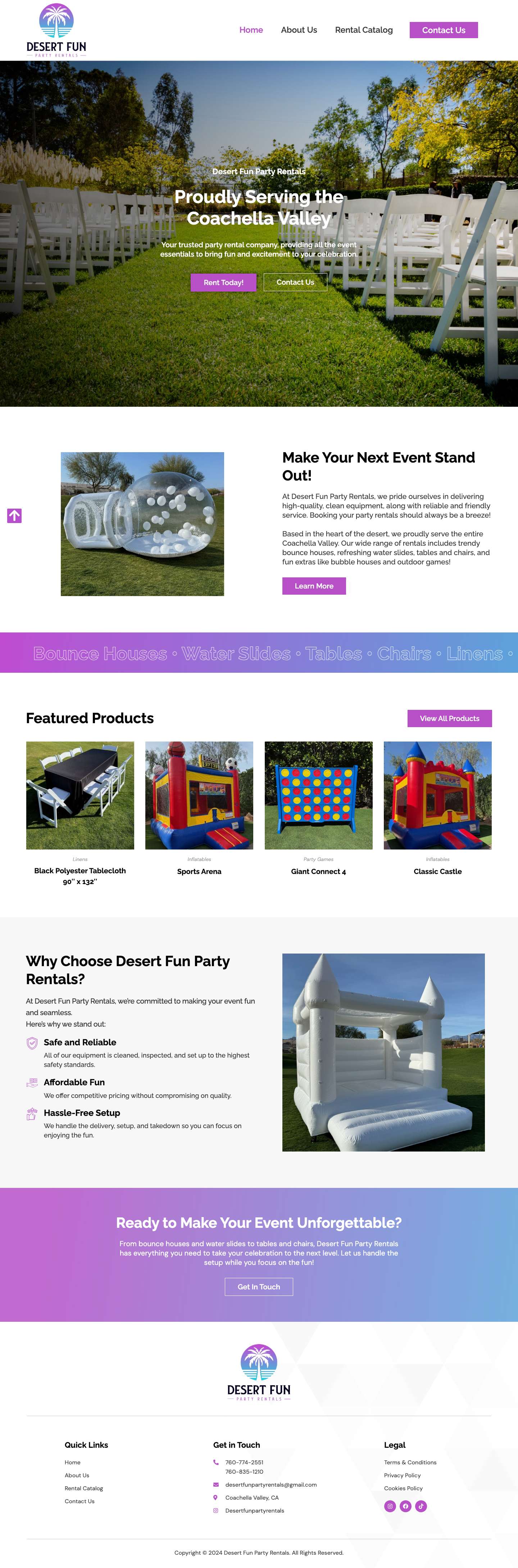 Party Rentals | Inflatables, Tables, Chairs | Desert Fun Party Rentals - Full Screenshot