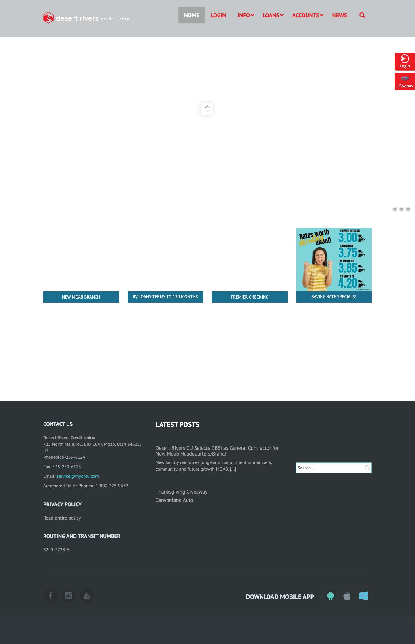 Home - Desert Rivers Credit Union - Full Screenshot