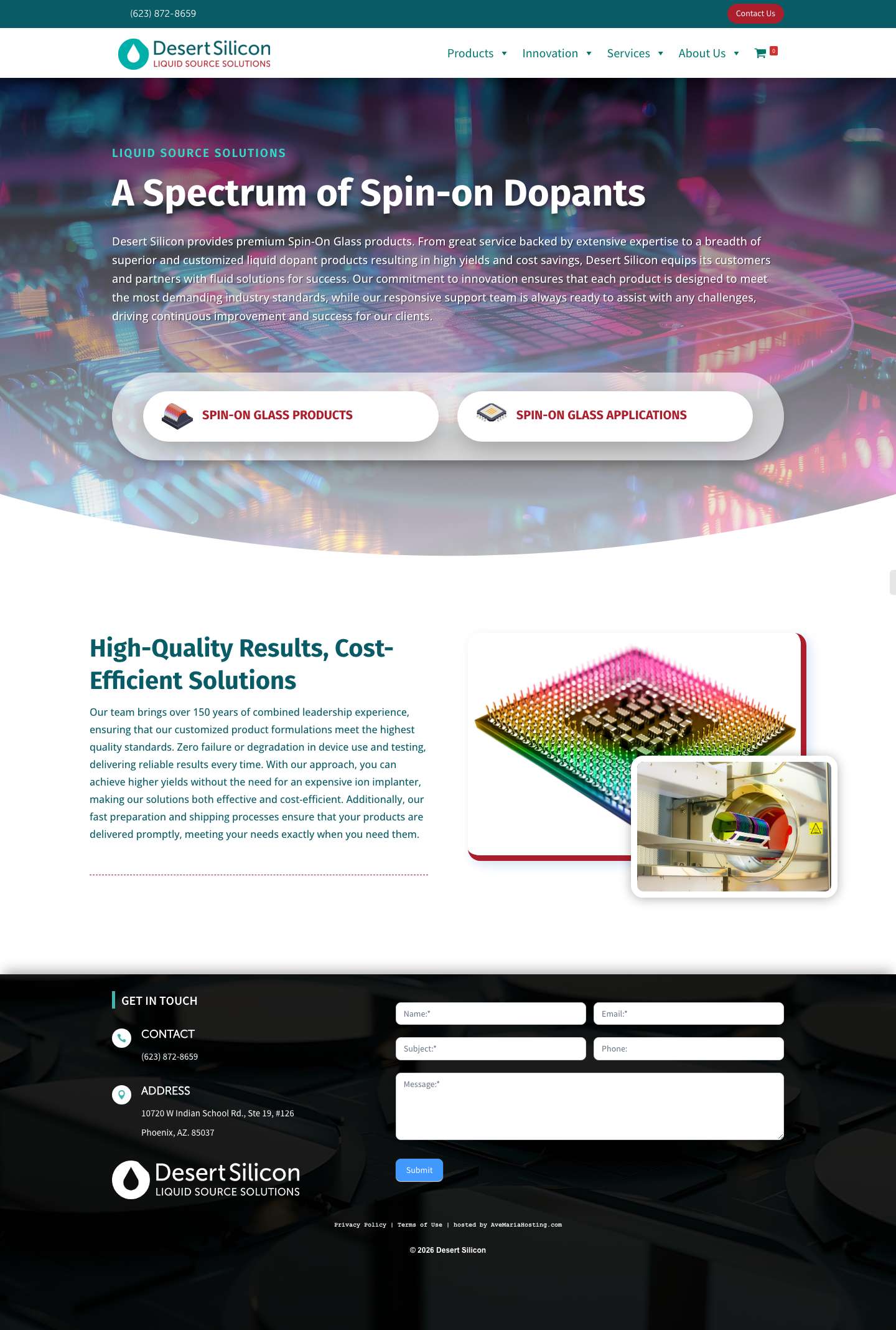 Desert Silicon | Provider of Spin-on Glass, Wafers, and other Wafer Services - Full Screenshot