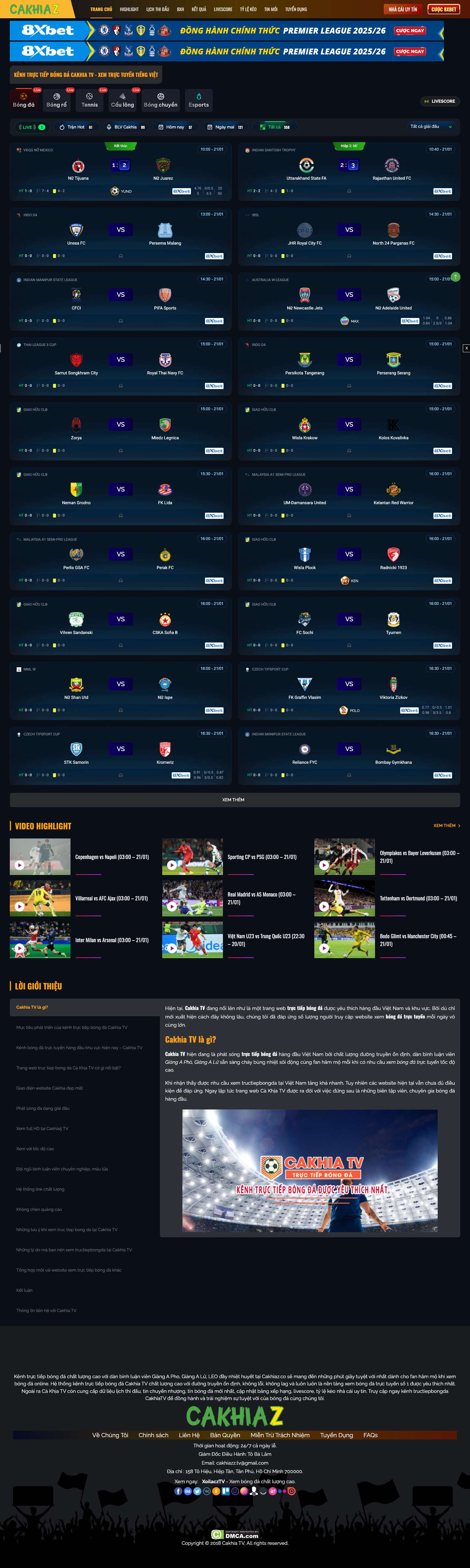 Cakhia TV - Xem Trực Tiếp Bóng Đá, Link Trực Tuyến hôm nay - Full Screenshot