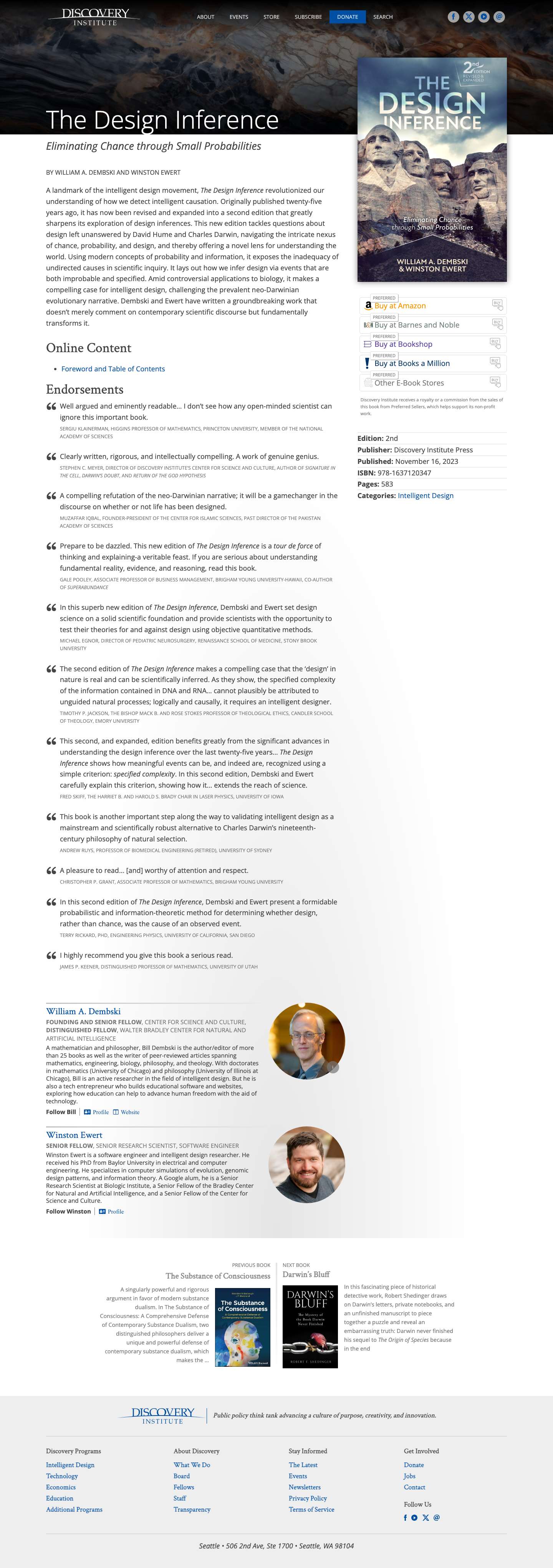 The Design Inference | Discovery InstituteThe Design Inference - Full Screenshot